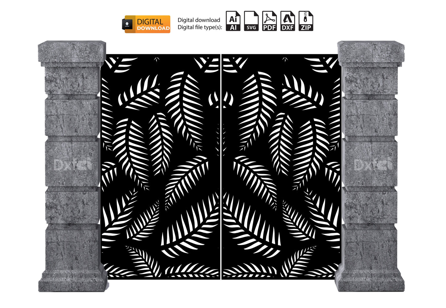 Dxf Panel Partition Room Divider Dxf Svg Filleaf patterned garden gate laser cut panel decor divider wall mounted CNC Plasma Cutter #3274