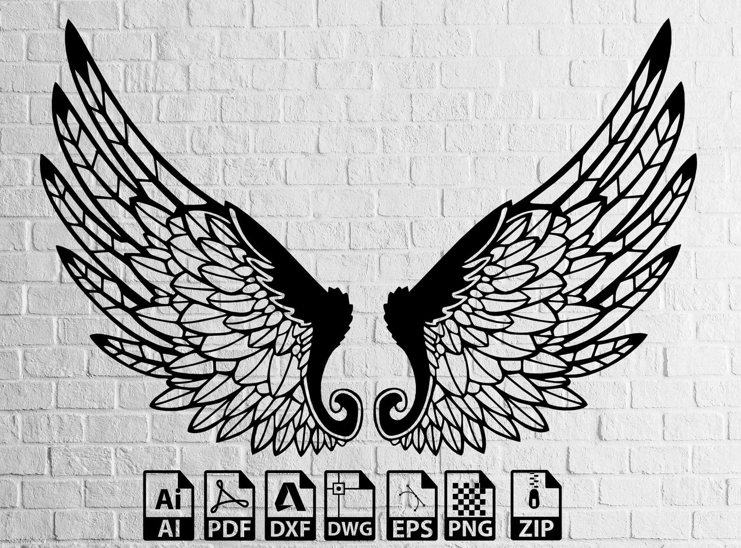 Angel Wings Svg, Laser Cut Dxf Files Wings Dxf , Angel Wings Clip Art, Wings Cut File For Silhouette, , Lightburn ,Circut
