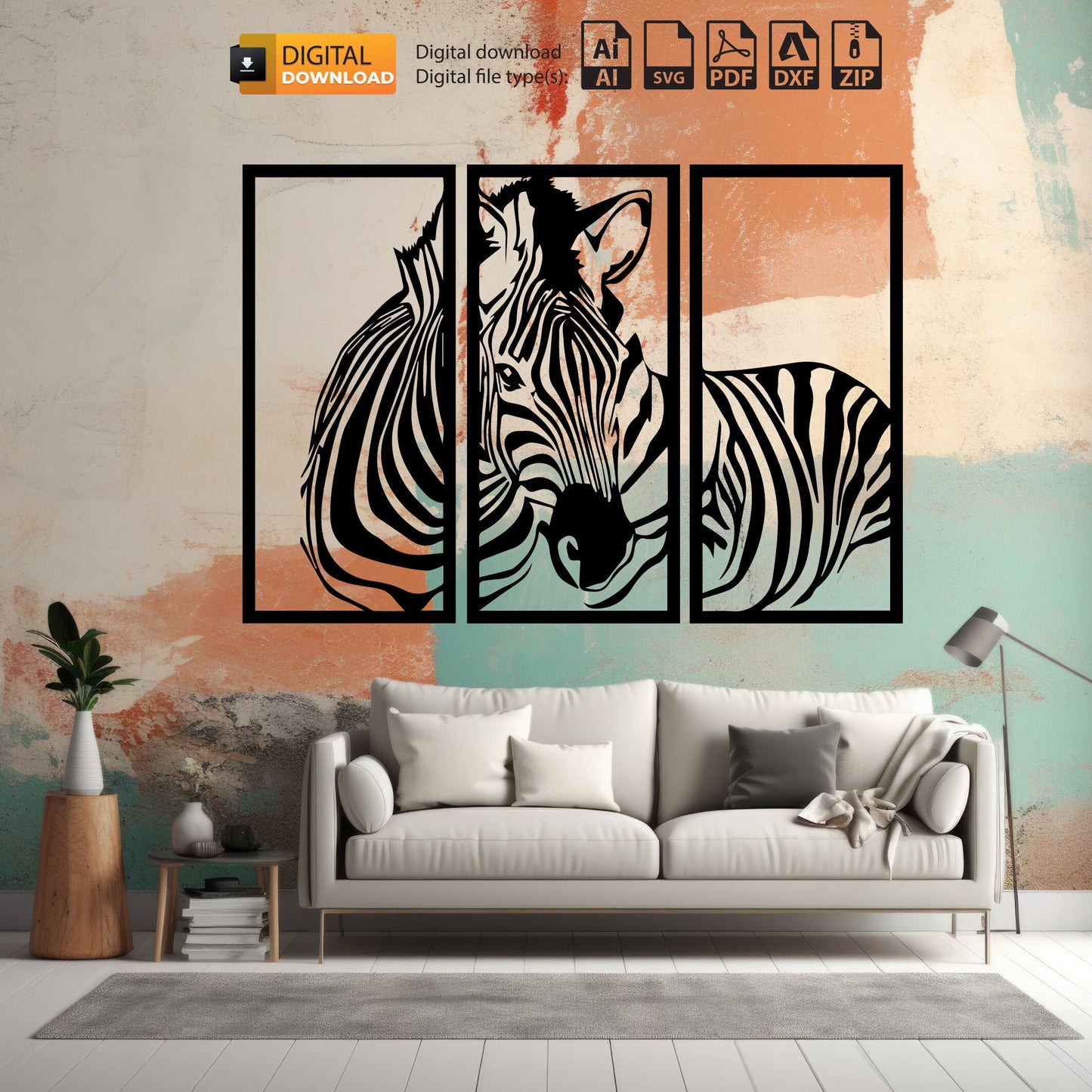 Zebra Svg Animals Svg wallart Decor Svg Laser Cut, Svg, Dxf,WallArt, CNC Cutting, CNC Router, Digital, Vector Files , Lightburn ,Circut