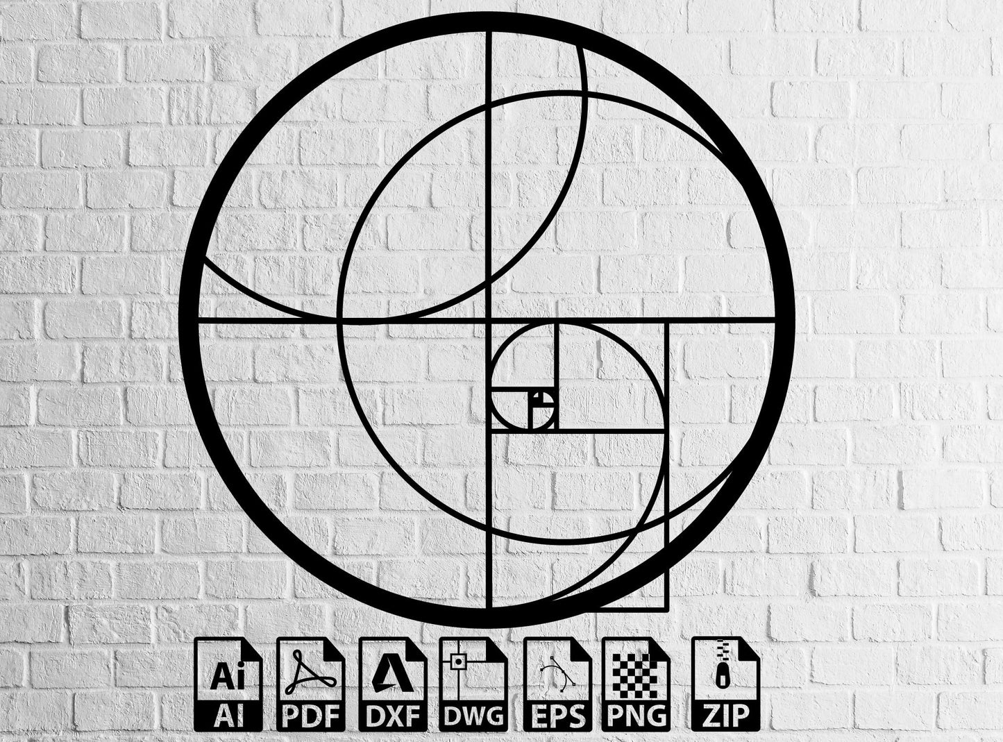 Golden Ratio Svg,Phi Symbol Svg , Fibonacci Spiral Wall Art Laser Cut Svg Laser Cut Dxf Files Plasma Metal&Wood Digital, Vector Files