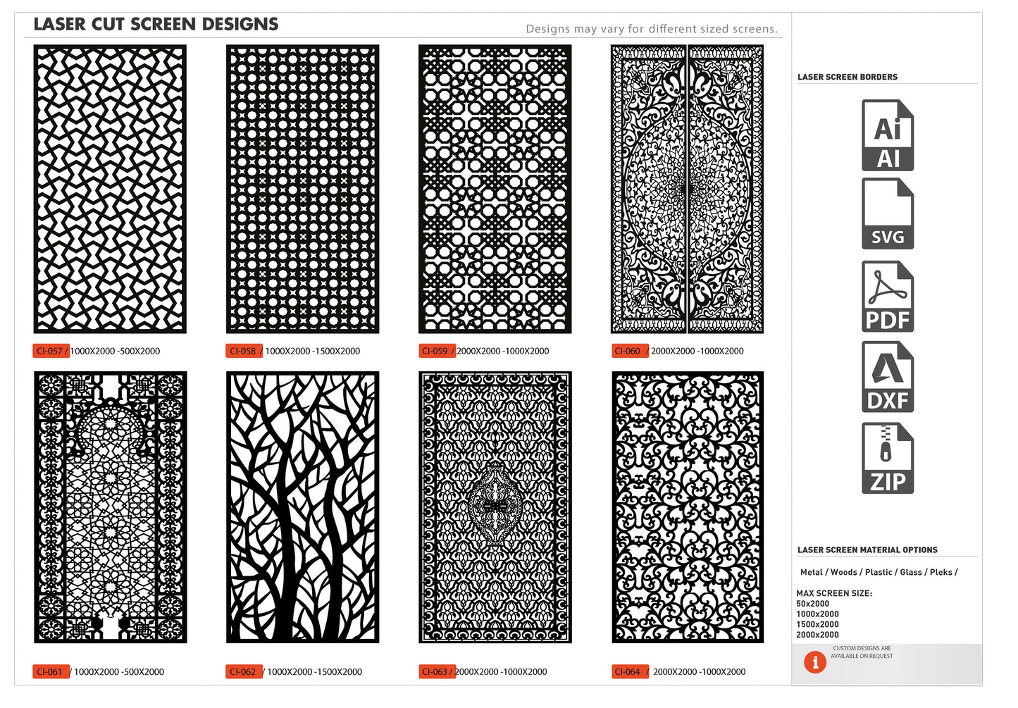 Dxf Plasma Cut,Room Divider Laser 48Pcs+ 6 Page CNC files dxf, svg, ai Panel Dxf laser cutting , plasma cutting Metalic & Wood CNC machine!