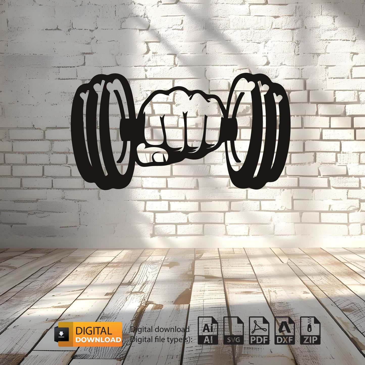 Dumbbell Gym Design | Equipment Wall Decor SVG | Dxf Svg Files | OpenClipart | SVG for Cricut | Lightburn | Circuit