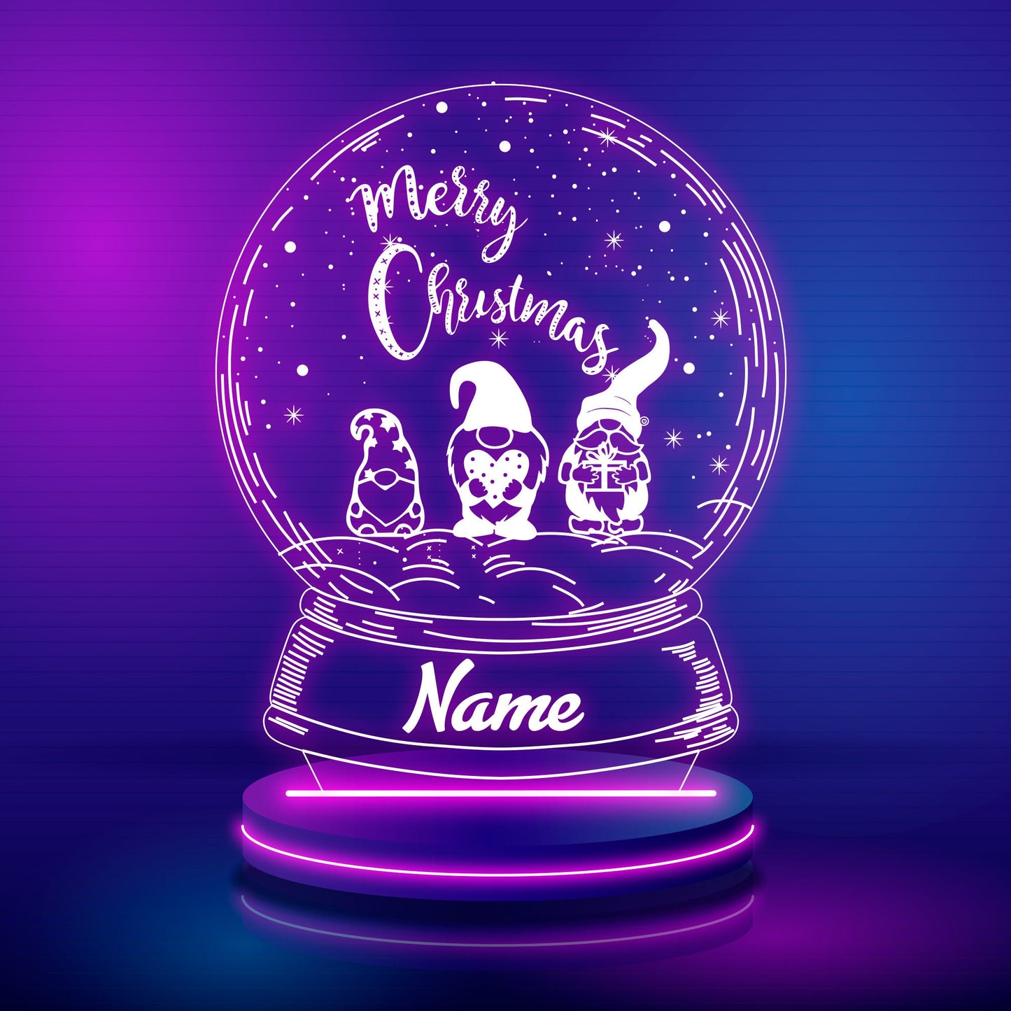 Gnome Santa Claus 3D Led Christmas Gnome Bundle SVG decor indoor , Gnome Custom illusion acrylic 3D lamp LED Night light Vector Files