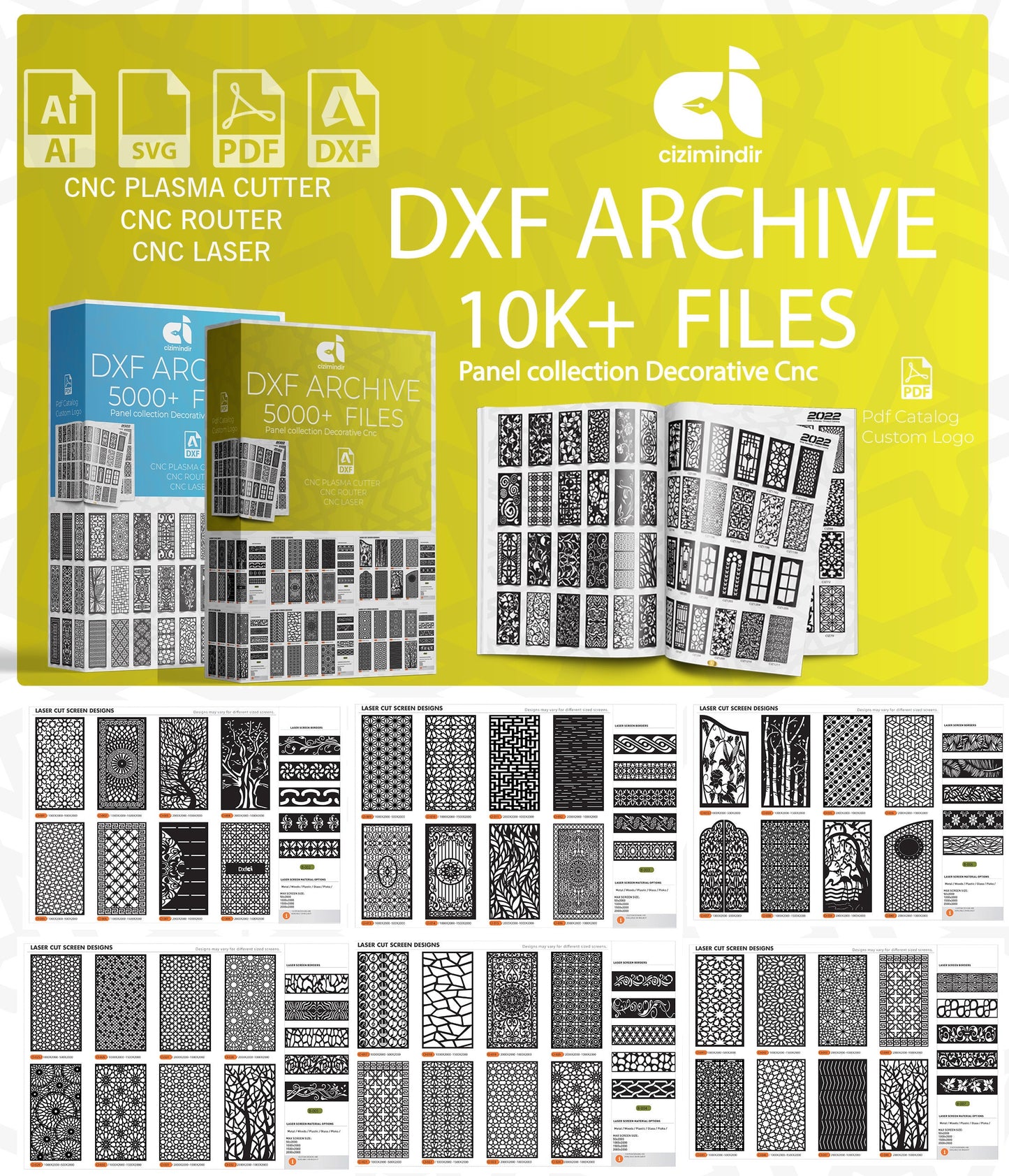 15000+ Dxf Panel | Panels Design | Patterns Contours Mandalas Decorative ornaments Laser dxf files | SVG |CNC Files SVG 375+Page Pdf Catalog