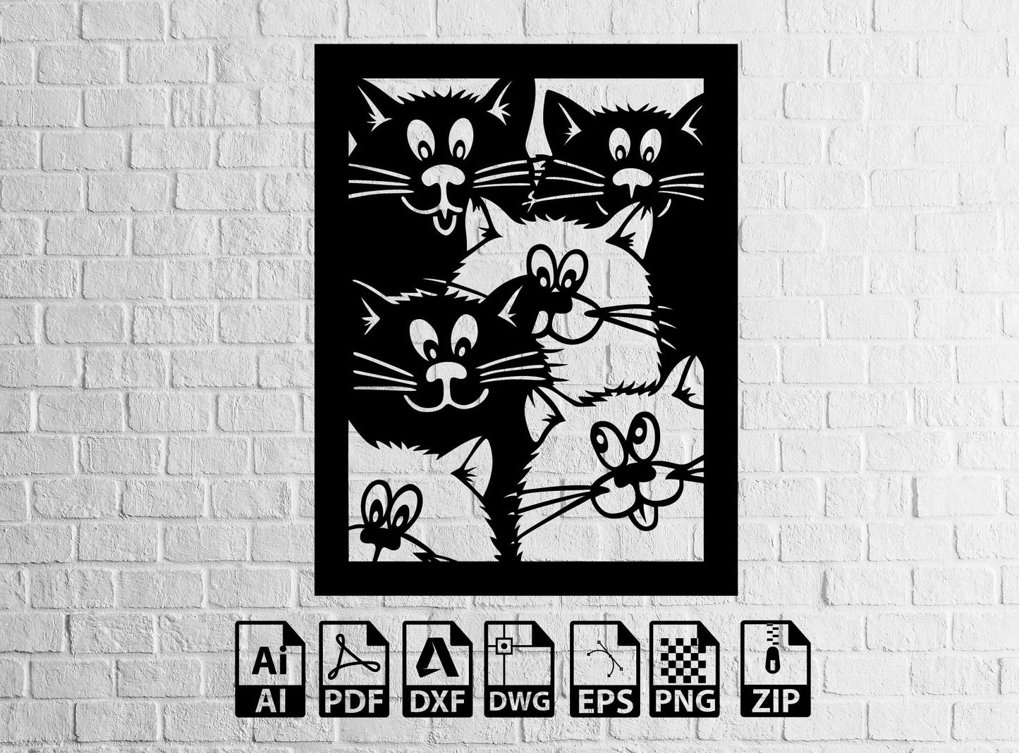 Cat Decor Laser Cut, Svg, Dxf, CNC Cutting, CNC Router