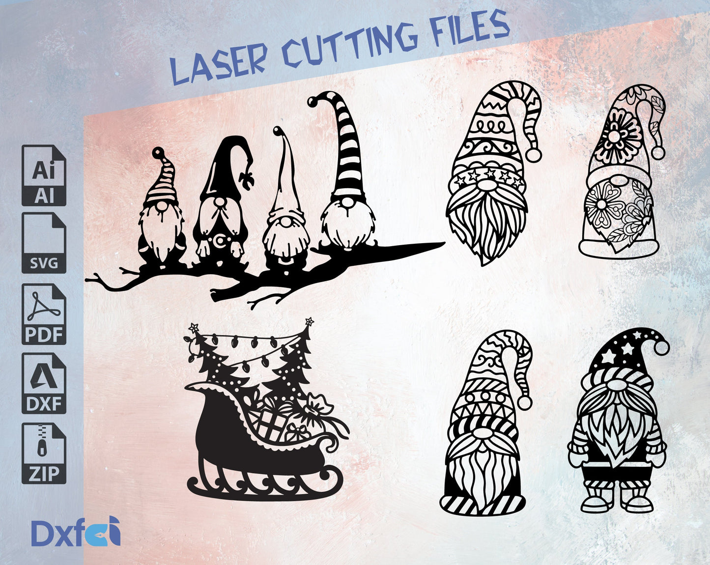 Gnome Bundle SVG For Cut File,Christmas Doodle, Gnomes Svg Dxf Files