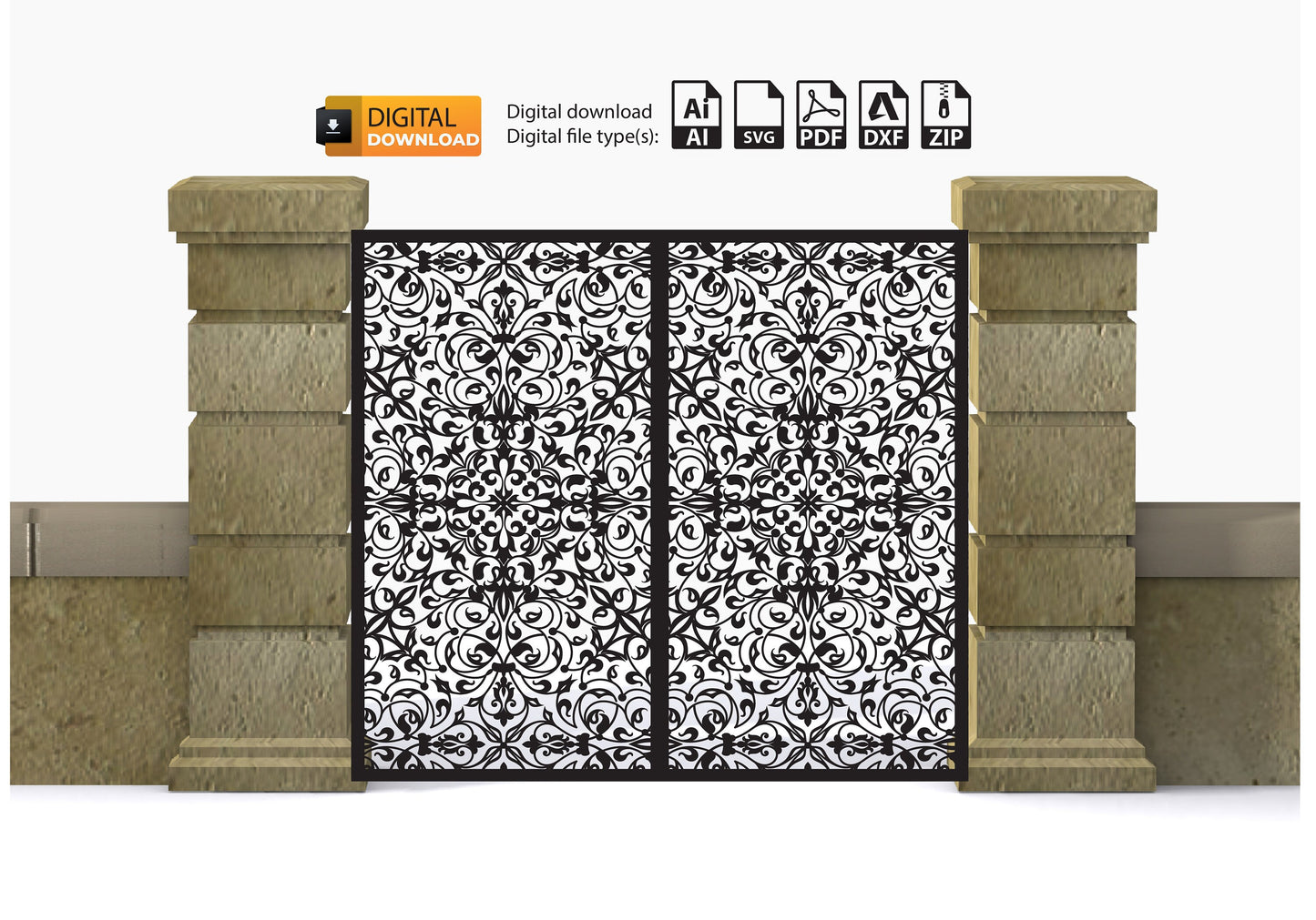 Elegant Garden Fence Laser Cut Design Dxf - Svg Files Intricate Metal Panel SVG, DXF File for Outdoor Laser Cut Files Dxf Laser #3156
