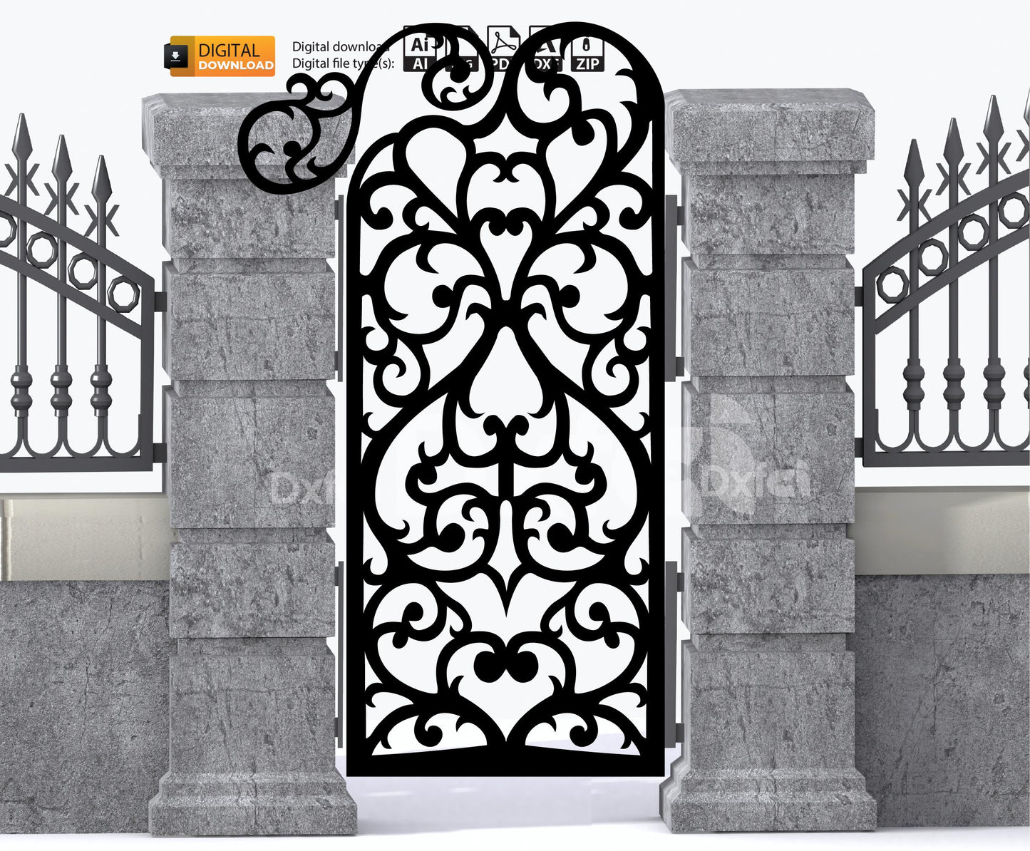 Garden Panel Dxf DXF file for laser cut garden gate Dxf Svg Files plasma cutting iron fence Metalic & Wood CNC machine! #3450