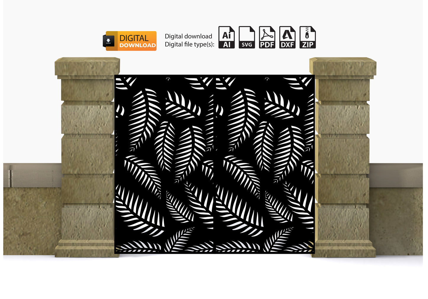 Dxf Panel Partition Room Divider Dxf Svg Filleaf patterned garden gate laser cut panel decor divider wall mounted CNC Plasma Cutter #3274