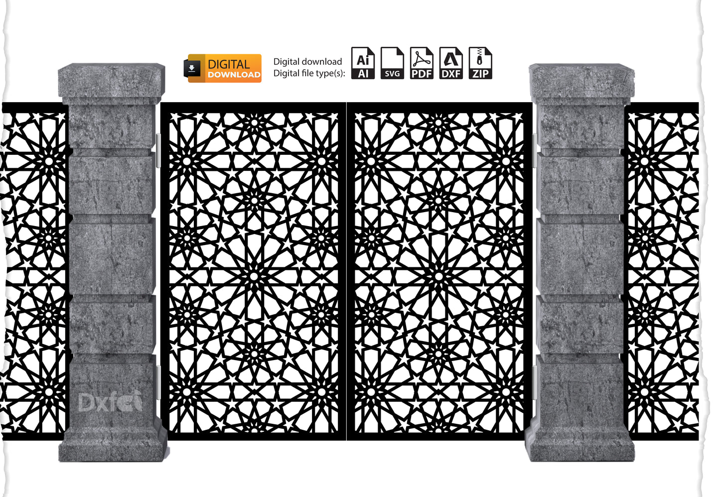 Digital Gate Grill Panel | DXF, SVG, AI Files | Partition Wall Divider for Laser Cutting #30