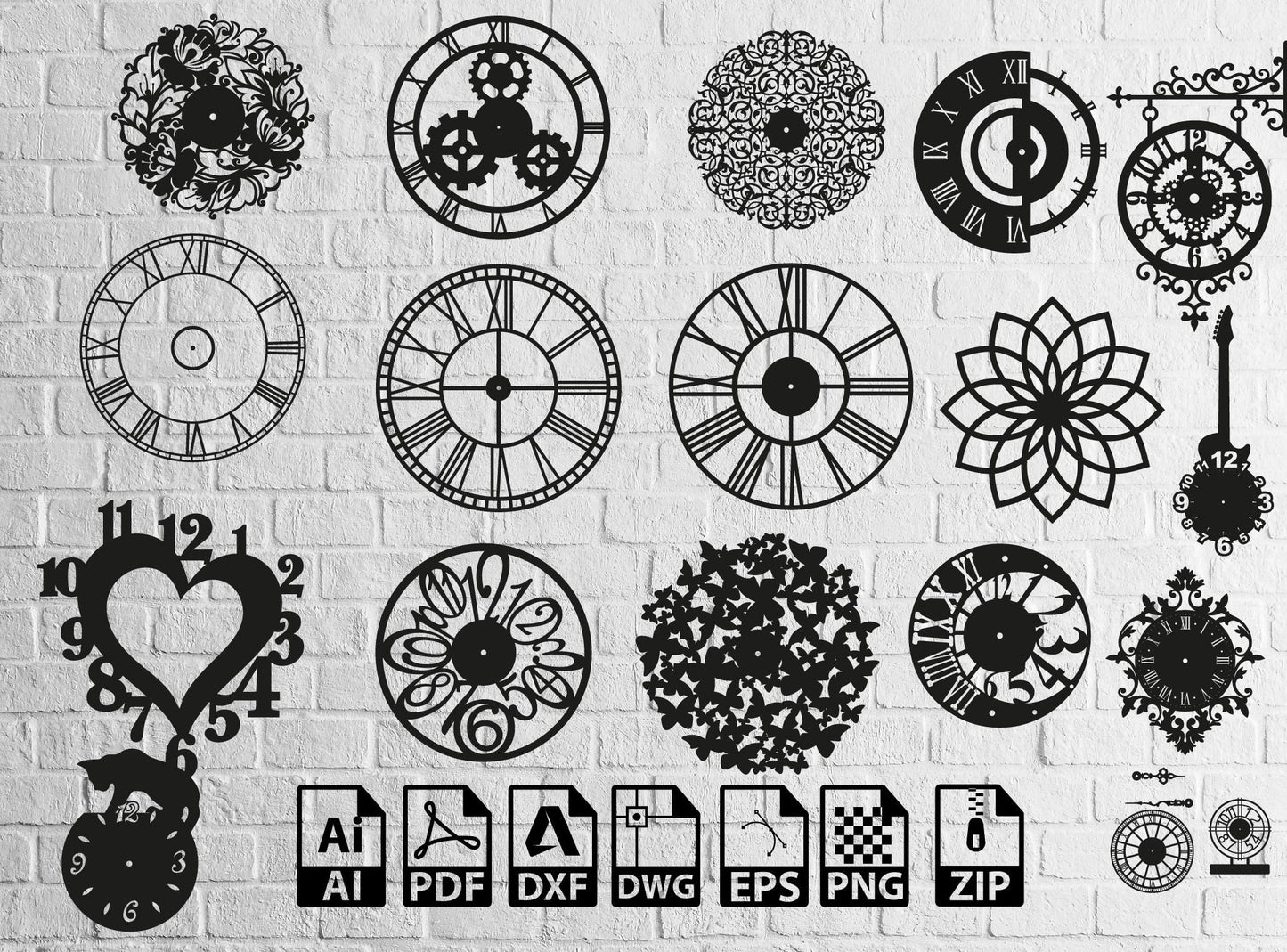 60+pcs Clocks Models Bundle Clocks Svg Wall Clock Dxf, Watch Models Wall Decor Clocks DXF Files for Laser Cut File Pieces Svg Big Package
