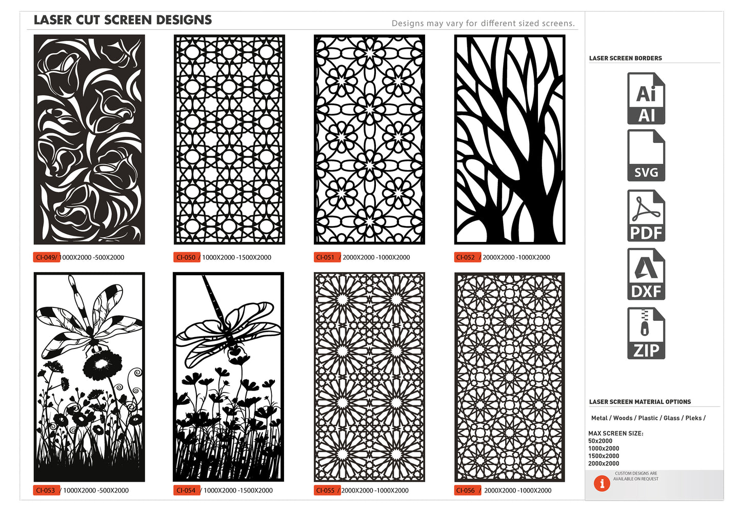 Dxf Plasma Cut,Room Divider Laser 48Pcs+ 6 Page CNC files dxf, svg, ai Panel Dxf laser cutting , plasma cutting Metalic & Wood CNC machine!