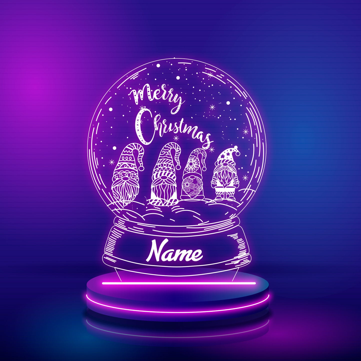 Gnome Santa Claus 3D Led Christmas Gnome Bundle SVG decor indoor , Gnome Custom illusion acrylic 3D lamp LED Night light Vector Files