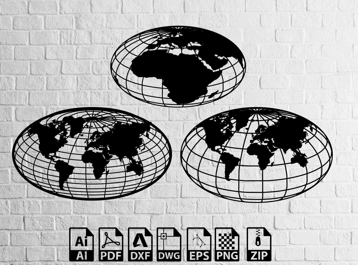 Elips Earth Globe SVG | Planet Earth Clipart | Cricut Cut Files | Globe Silhouette Digital Download | Instant Access #Duv754