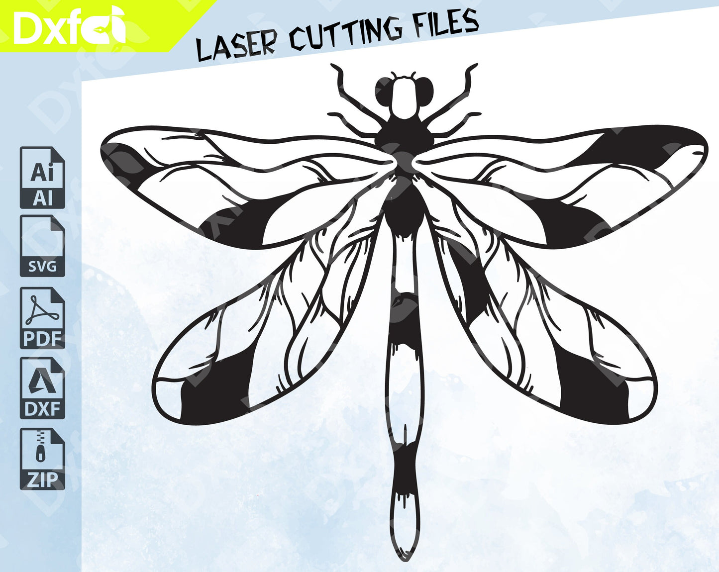 Dragonfly SVG Cut File, Dragonfly clipart, Dragonfly vector, Svg for cricut, Silhouettes dxf decal, stencil, dxf file for laser