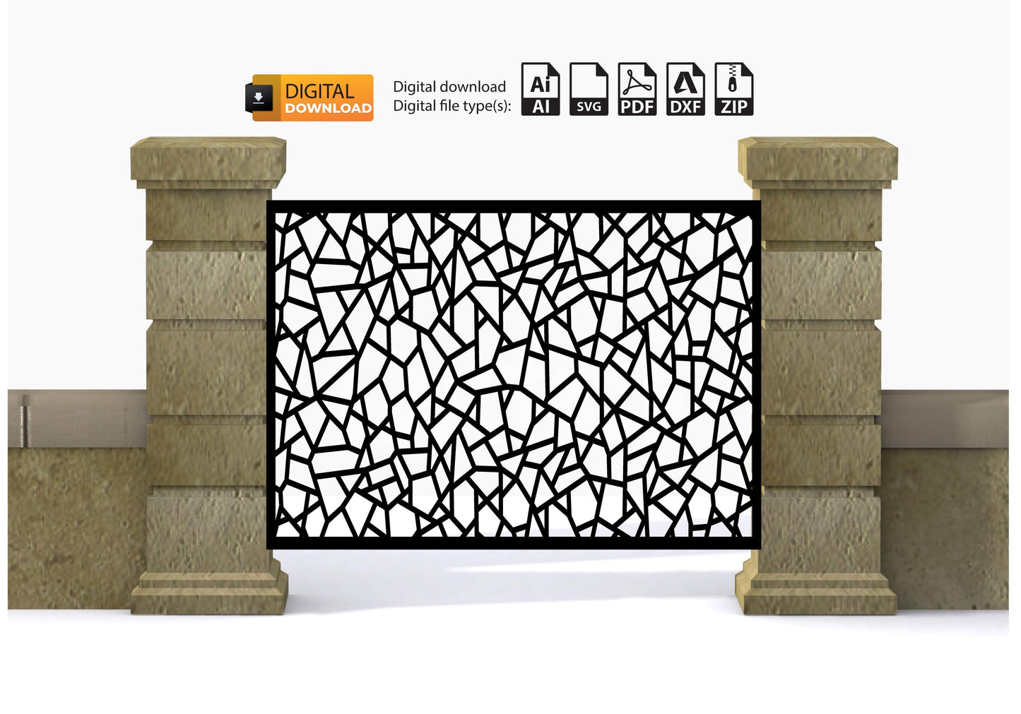 Broken Wall Glass 10Pcs Wall Panel Fence Drawing Panel Dxf DXF file for laser cut garden gate Dxf Svg Files plasma cutting iron fence