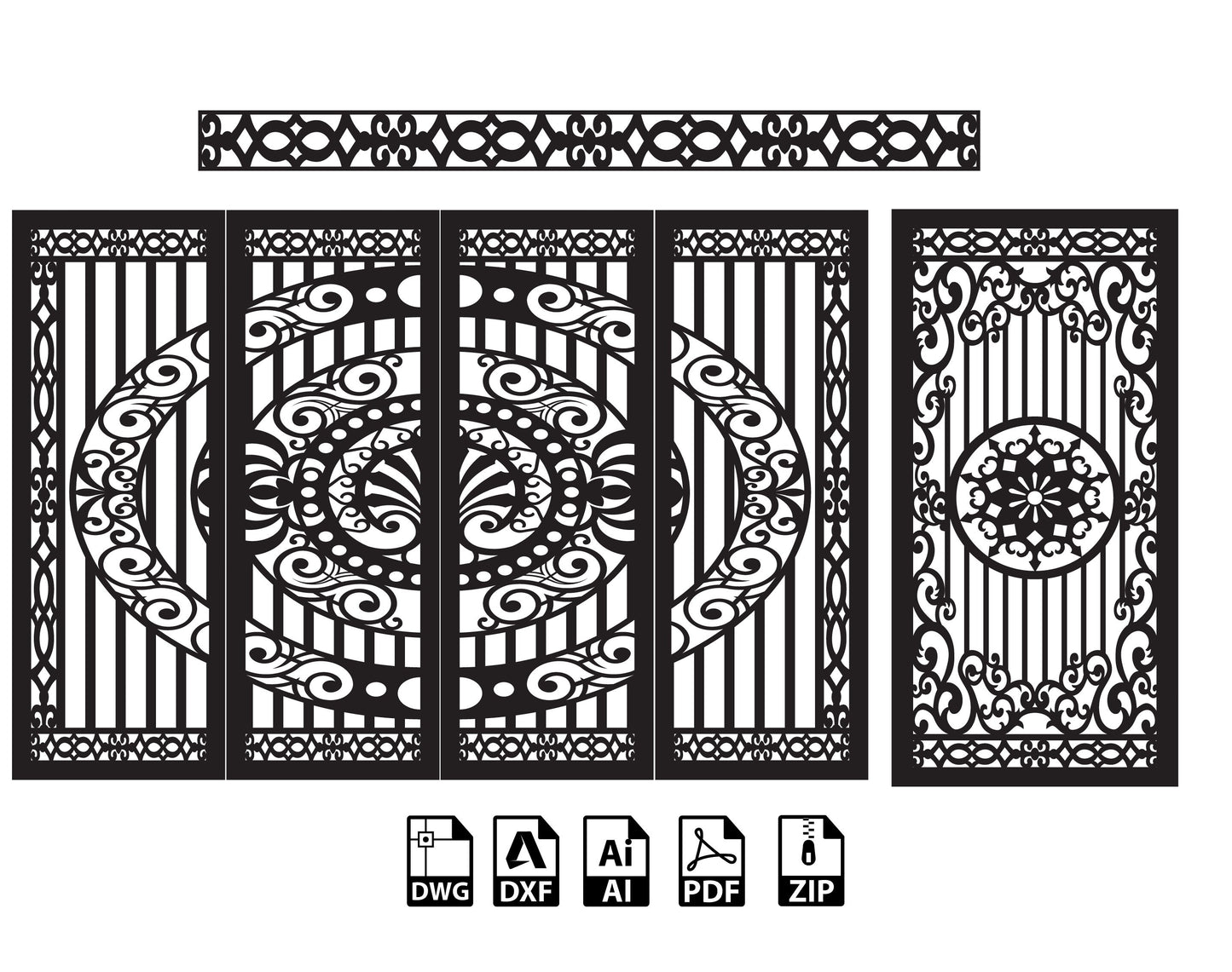 Wrought iron Gate Grill Panel Dxf Panel Partition Room Divider Vector Svg Dxf Files Laser Cutting CNC Plasma Cutter #KAP014