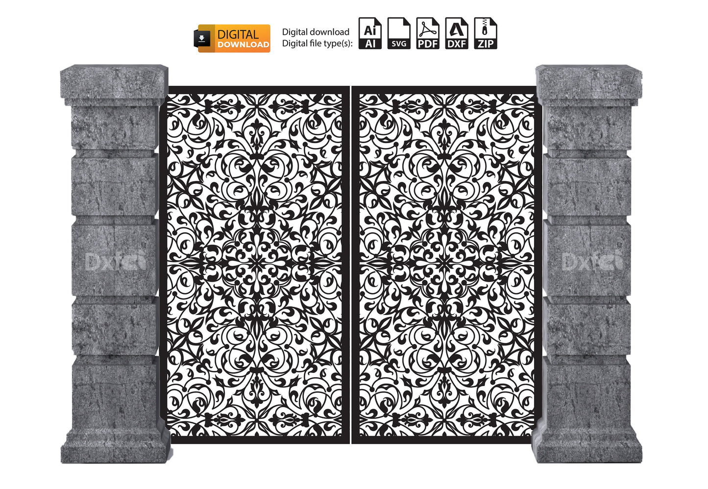 Elegant Garden Fence Laser Cut Design Dxf - Svg Files Intricate Metal Panel SVG, DXF File for Outdoor Laser Cut Files Dxf Laser #3156