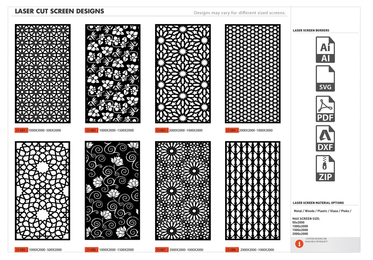 Dxf Plasma Cut,Room Divider Laser 48Pcs+ 6 Page CNC files dxf, svg, ai Panel Dxf laser cutting , plasma cutting Metalic & Wood CNC machine!