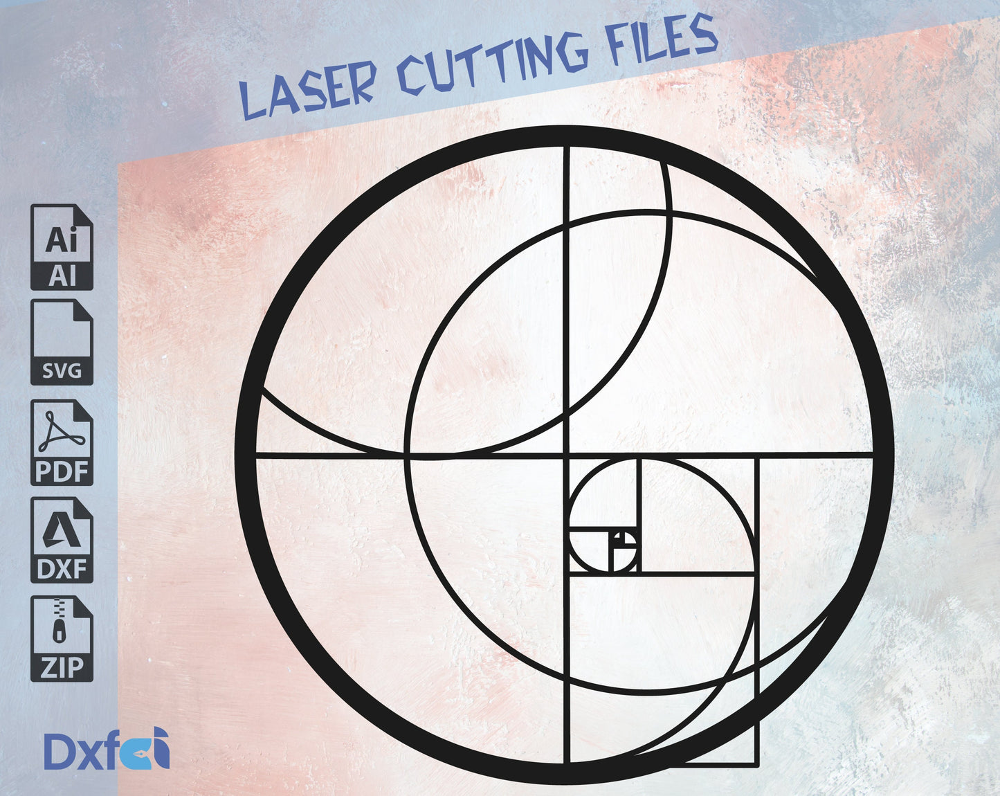 Golden Ratio Svg,Phi Symbol Svg , Fibonacci Spiral Wall Art Laser Cut Svg Laser Cut Dxf Files Plasma Metal&Wood Digital, Vector Files