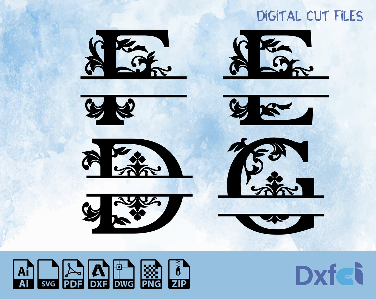 Custom Monogram Alphabet Font 26+ Letters Svg Cdr Dxf Files for Laser Cut Wall Art Decoration