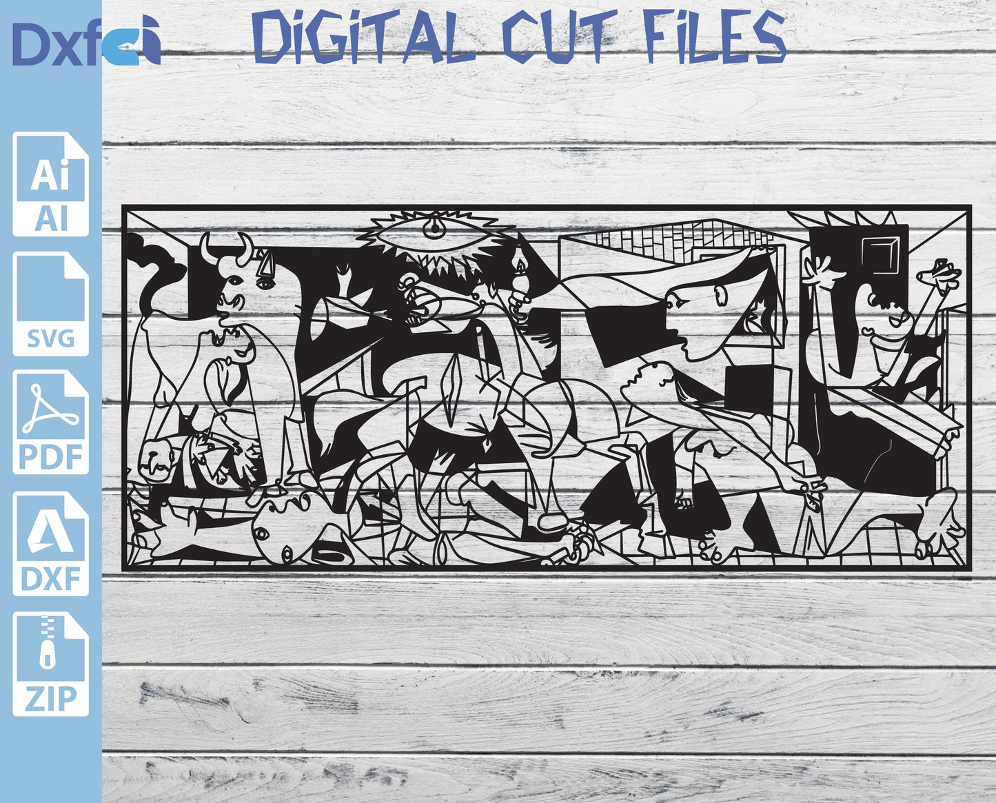 Guernica Pablo Picasso Svg Guernica Dxf Pablo Picasso Svg Digital Laser Cut CNC Cutting, CNC Router, Digital, Vector Files
