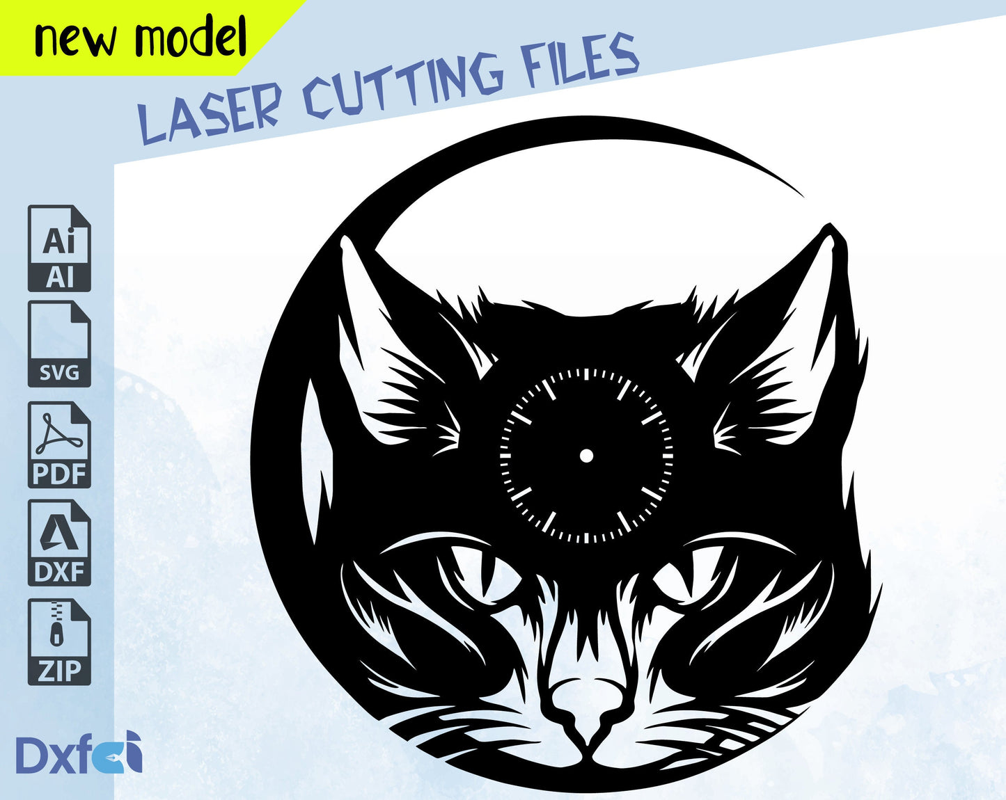Cat Svg Kedi Svg Wall Clock Black Cat Laser Cut Dxf Glowforge Svg Plan Digital, Vector Files, Instant Download, Lightburn ,Circut
