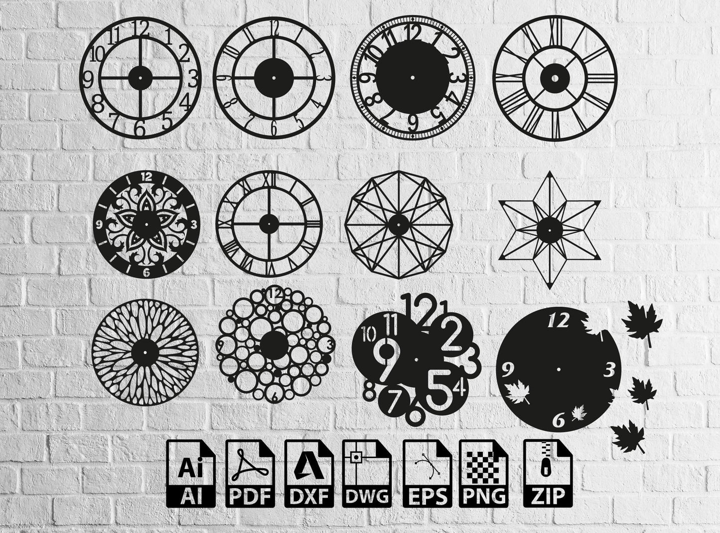 60+pcs Clocks Models Bundle Clocks Svg Wall Clock Dxf, Watch Models Wall Decor Clocks DXF Files for Laser Cut File Pieces Svg Big Package