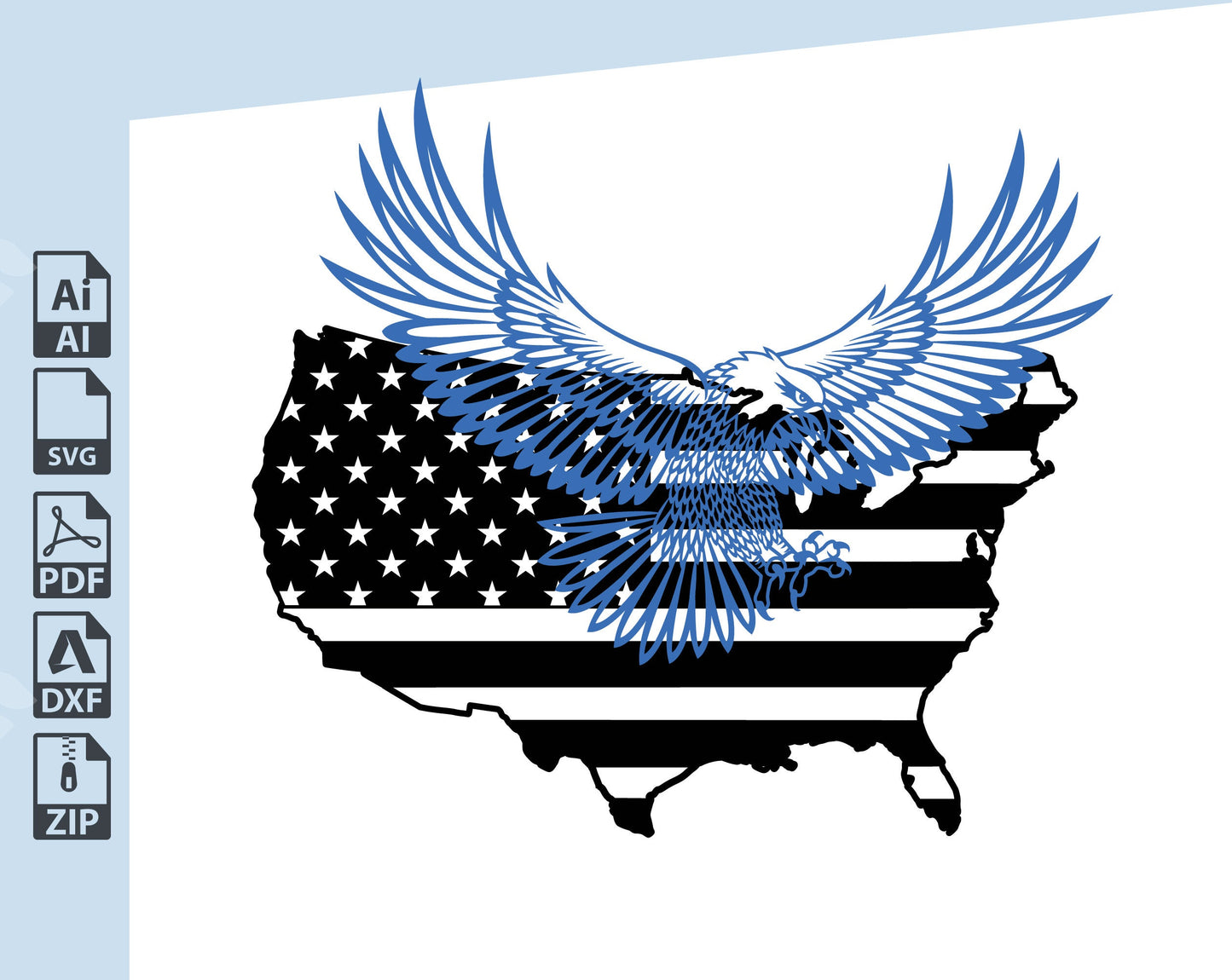 Eagle Flag Usa Svg United States -Usa 5Pcs SVG/DXF - LaserCut Files Digital Download