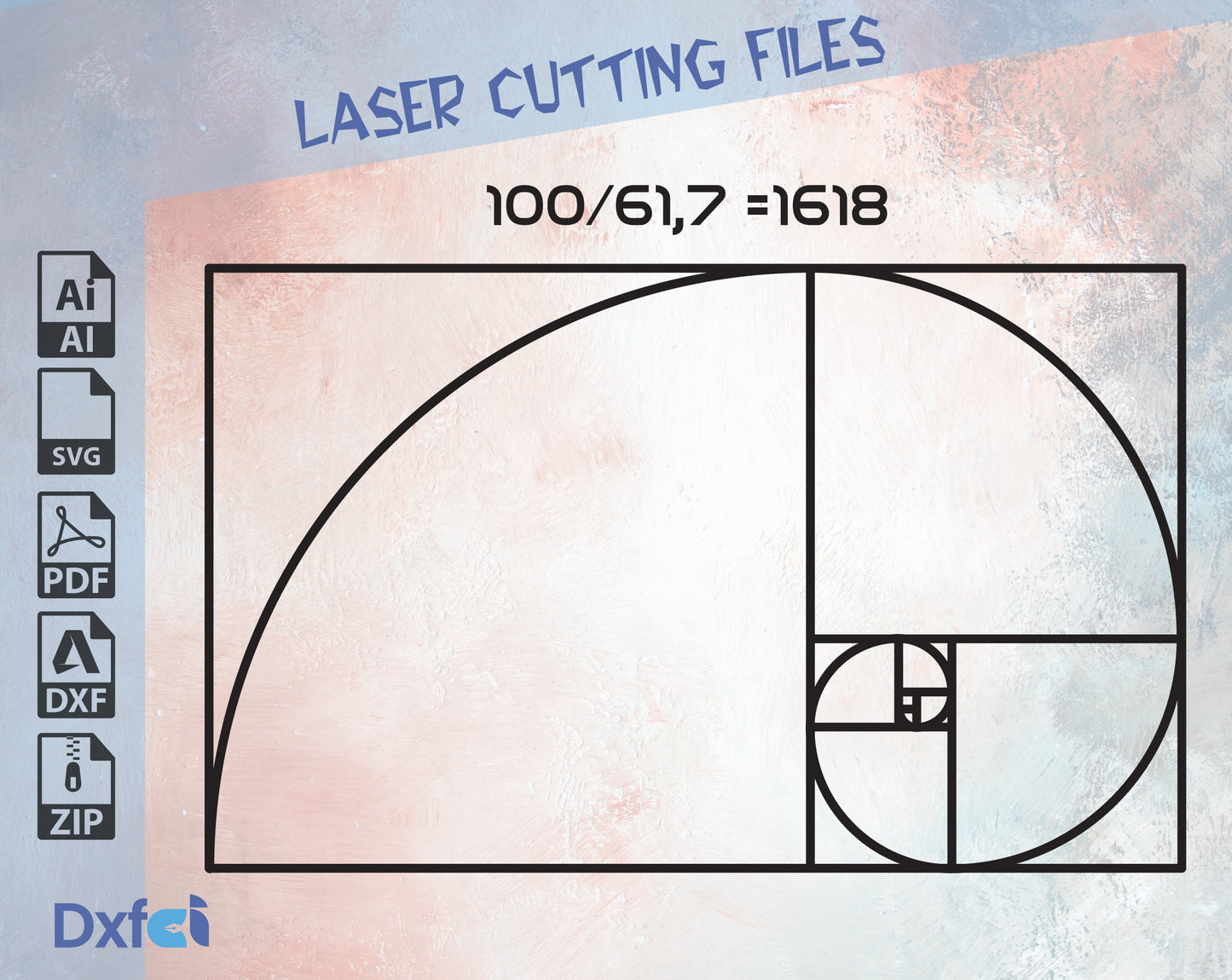 Golden Ratio Svg ,Phi Symbol Svg 1618 Design Wallart Decor Laser cut files Laser Cut Dxf Files , Lightburn ,Circut