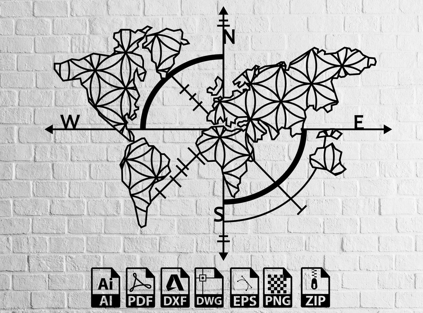 World Maps Svg Compass Svg Laser Cut Dxf Files World, world map, map laser cut svg dxf files