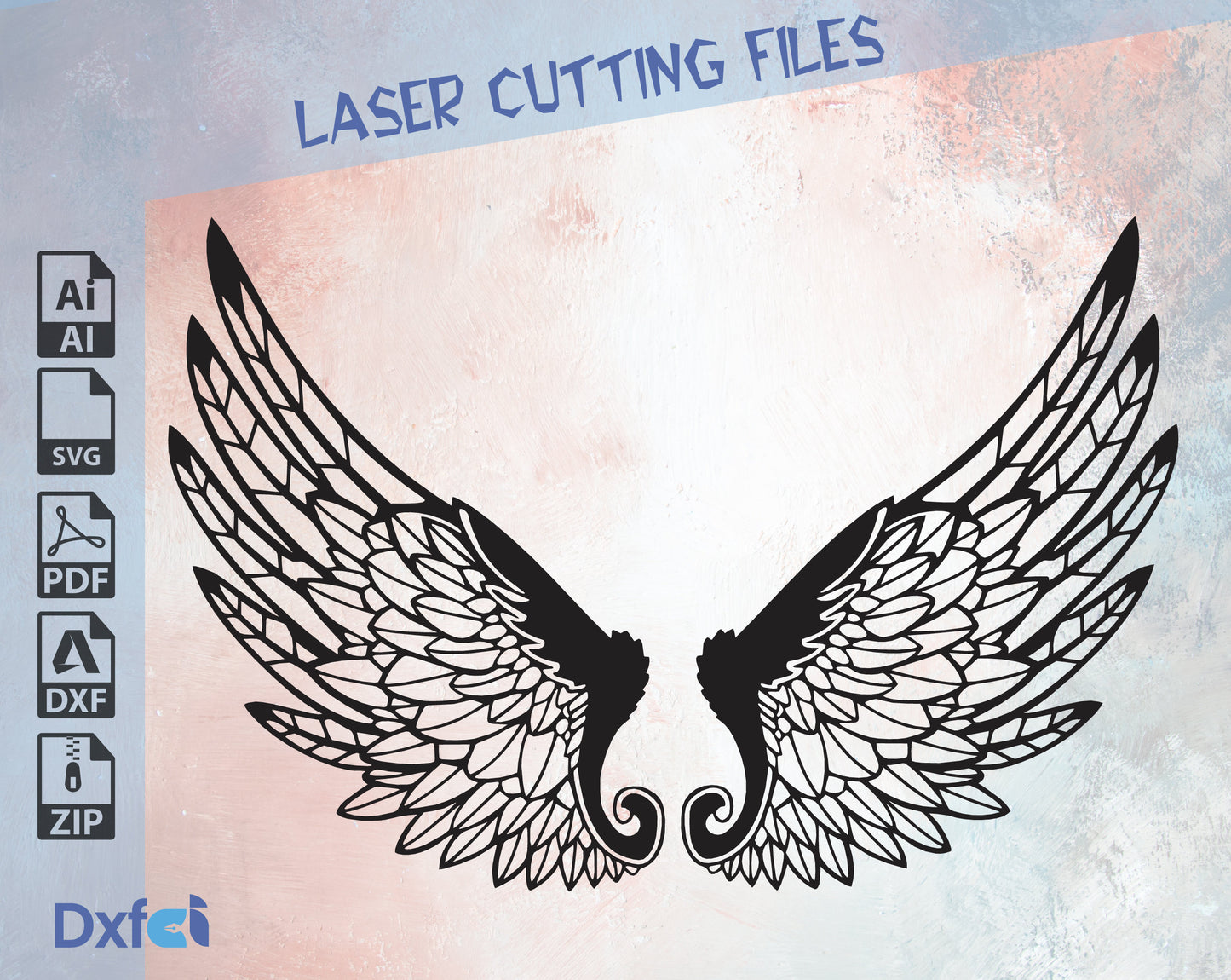 Angel Wings Svg, Laser Cut Dxf Files Wings Dxf , Angel Wings Clip Art, Wings Cut File For Silhouette, , Lightburn ,Circut