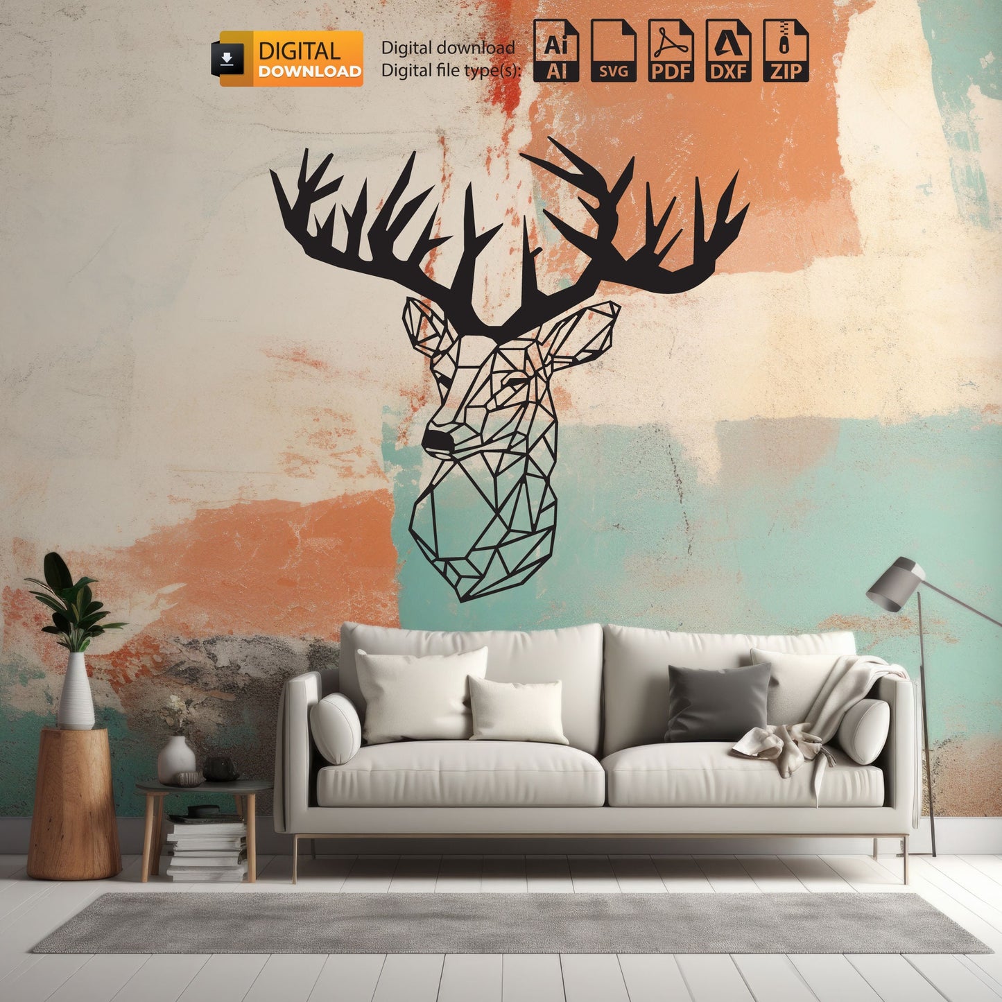 Deer Wall Art - Rustic Nature Decor | Majestic Deer Silhouette for Home and Office