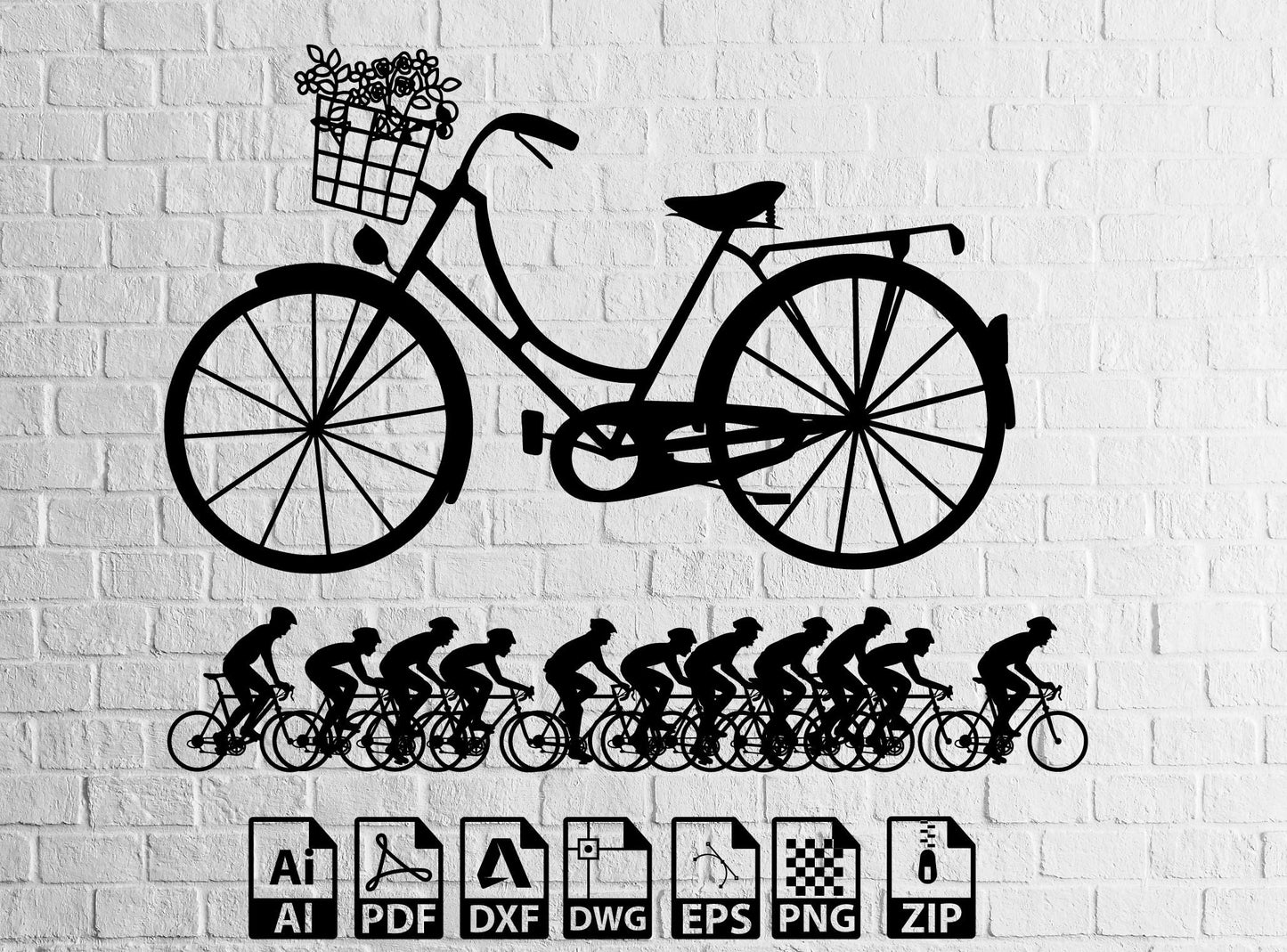 Bicycle Svg,Vintage Bicycle With Flower Basket,Wildflower,Floral,Antique Bicycle,PNG,Bike,Cut File,Cricut,Silhouette,Instant download