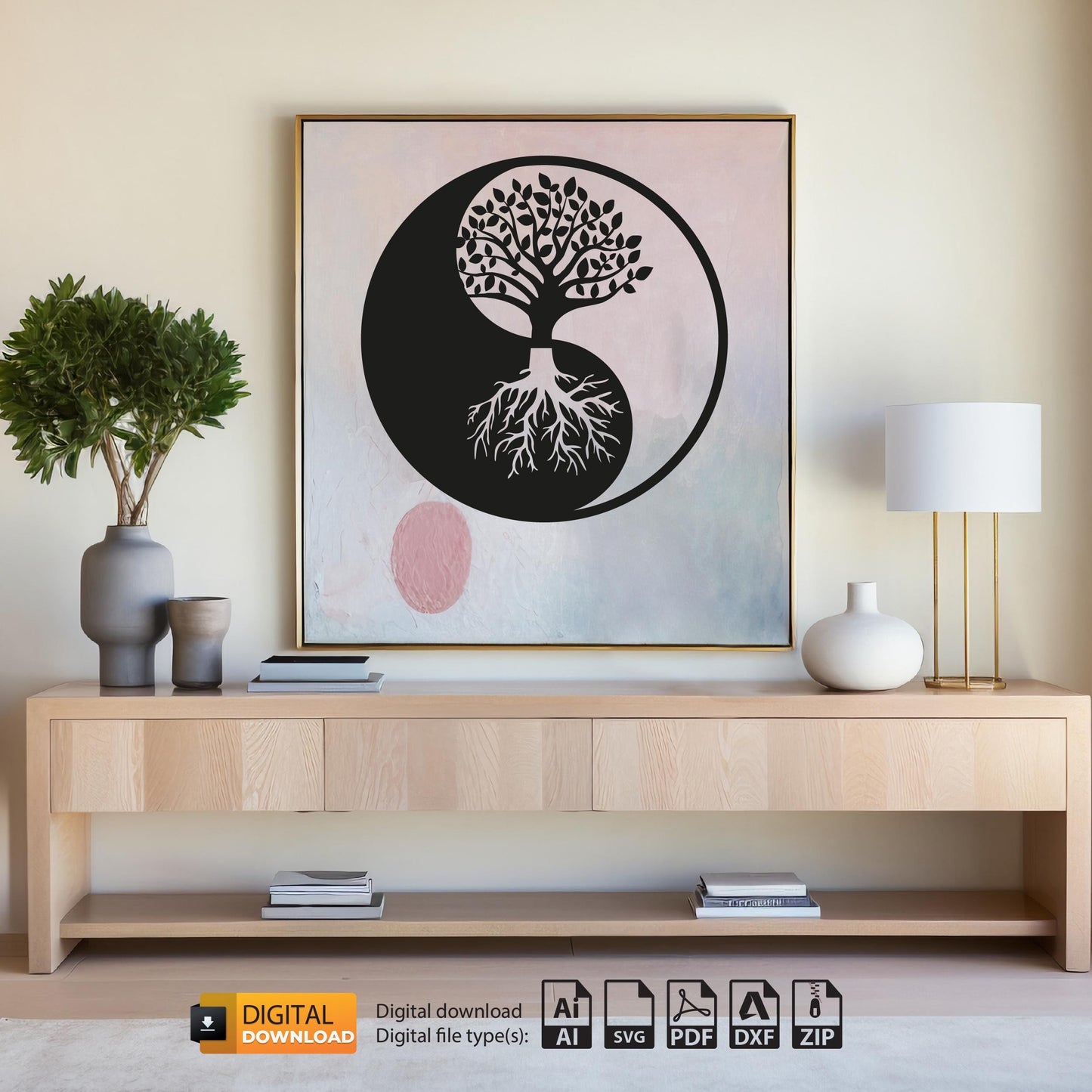 Yin Yang Tree SVG Dxf Files Laser Cut | CNC & Laser Cut Wall Art | Vector Design