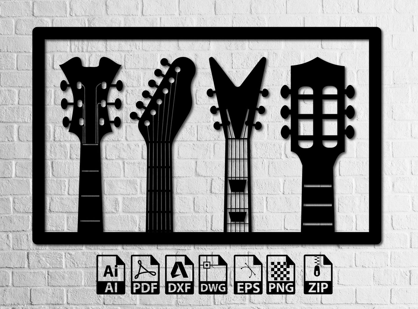 Guitars Svg Music Decor Decor Laser Cut, Svg, Dxf, CNC Cutting, CNC Router, Digital, Vector Files , Lightburn ,Circut