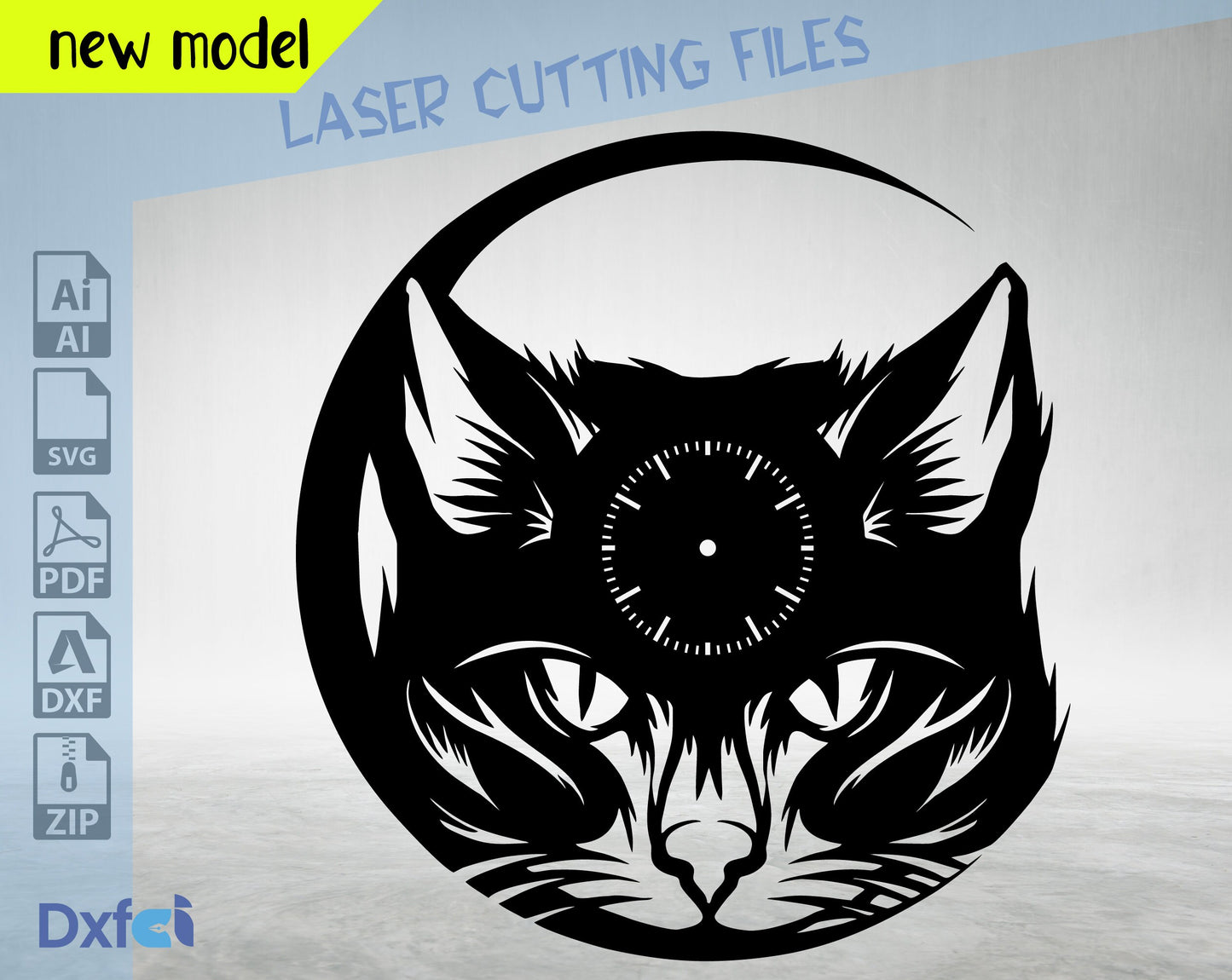 Cat Svg Kedi Svg Wall Clock Black Cat Laser Cut Dxf Glowforge Svg Plan Digital, Vector Files, Instant Download, Lightburn ,Circut