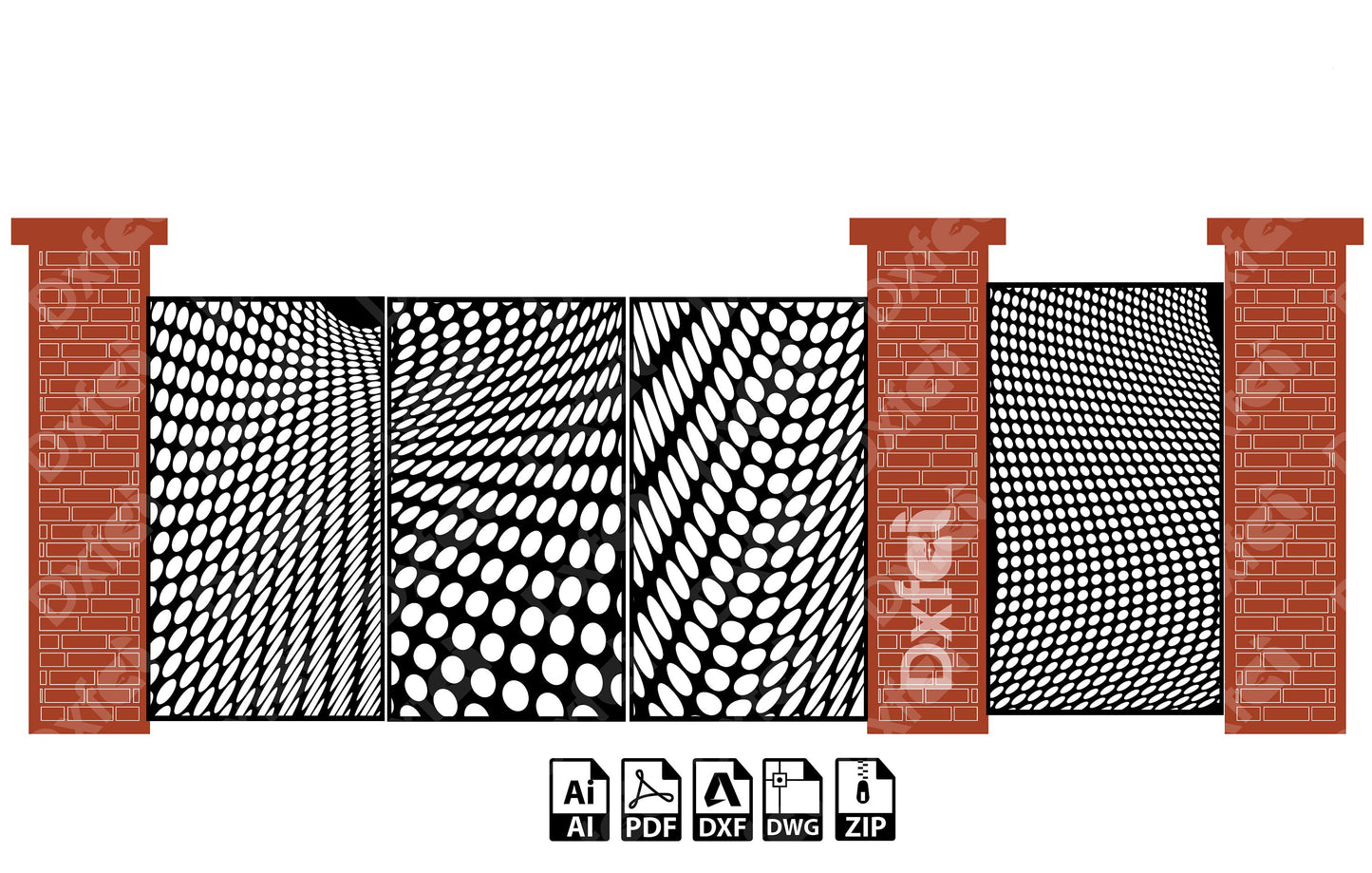 Halftone Grill Gate Room Screen 12 Pcs Panel Dxf Files Divider Partition Digital Svg Dxf Files Laser Cricut Glow Forge Plasma Cutting