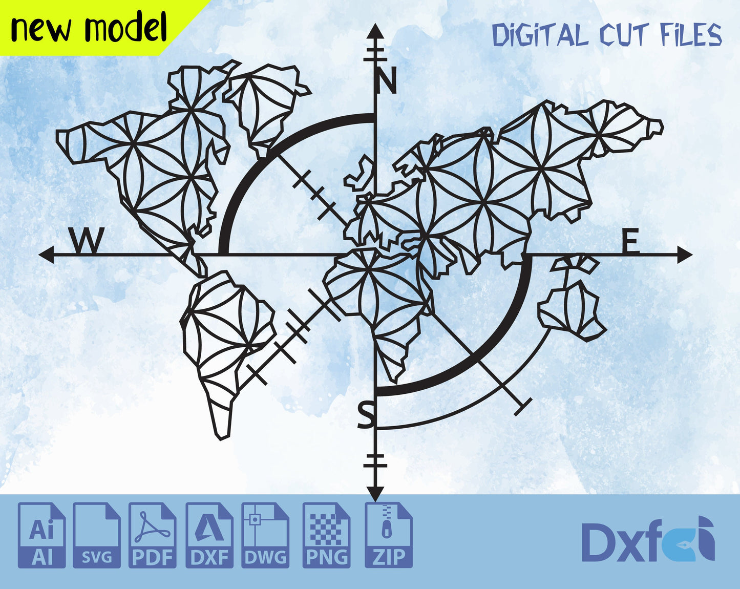 World Maps Svg Compass Svg Laser Cut Dxf Files World, world map, map laser cut svg dxf files