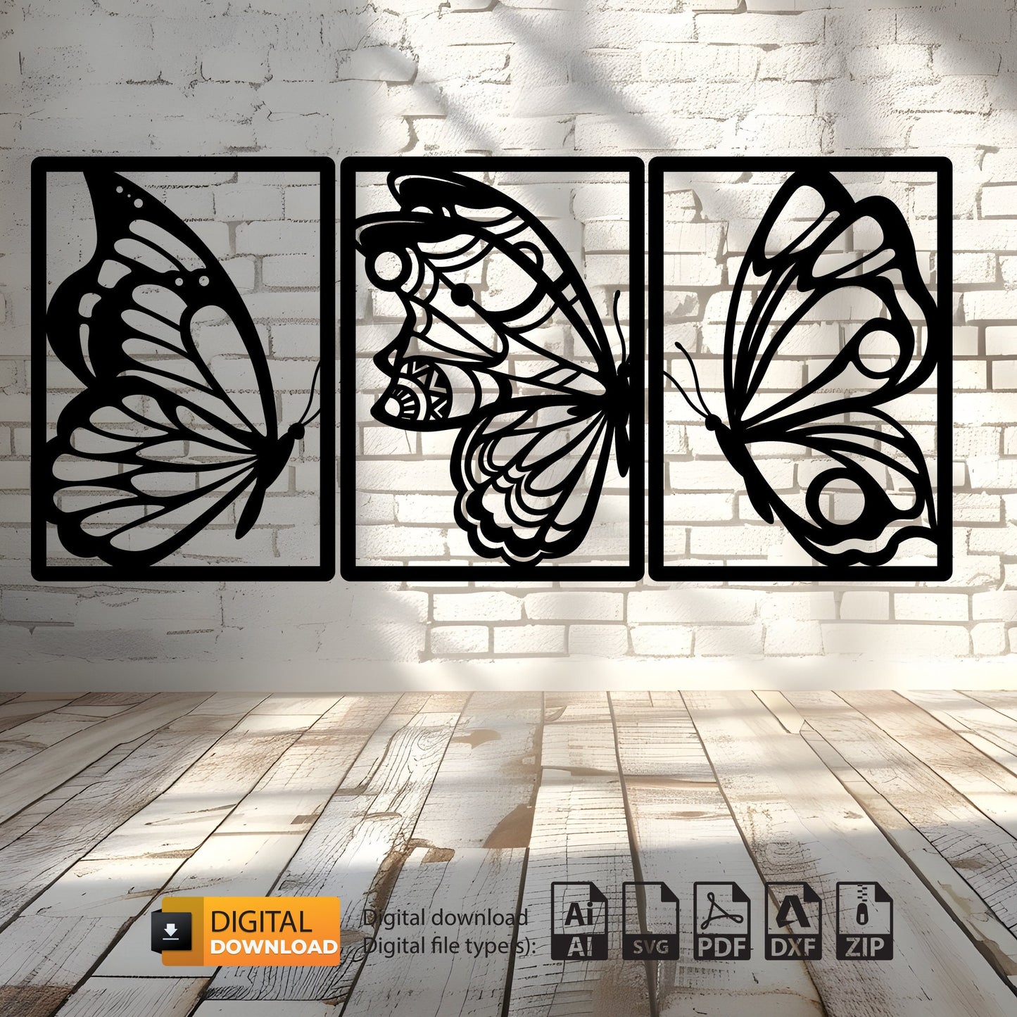Butterfly SVG, Butterflies DXF, Laser Cut File, Wall Art, Digital Vector Files, Instant Download, Lightburn, Cricut, CNC Cutting