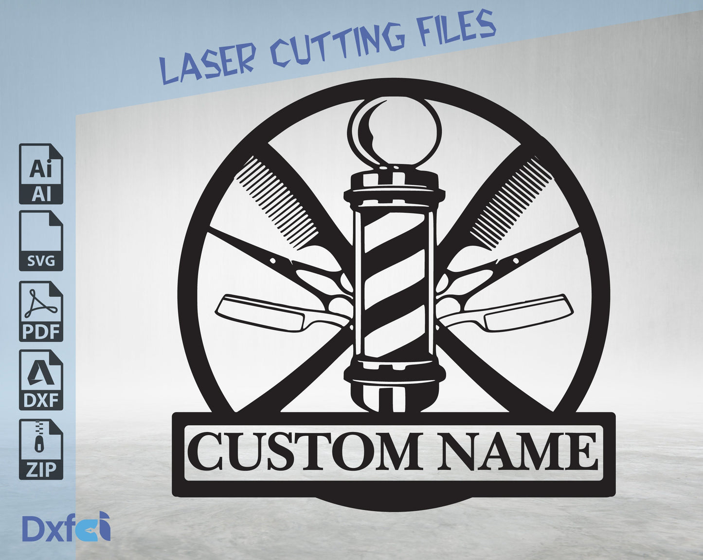 Barber Svg - Custom Name hairdresser Svg Clock Dxf Files Barber Clock Custom Name Svg, Laser Cut Barber Dxf Files
