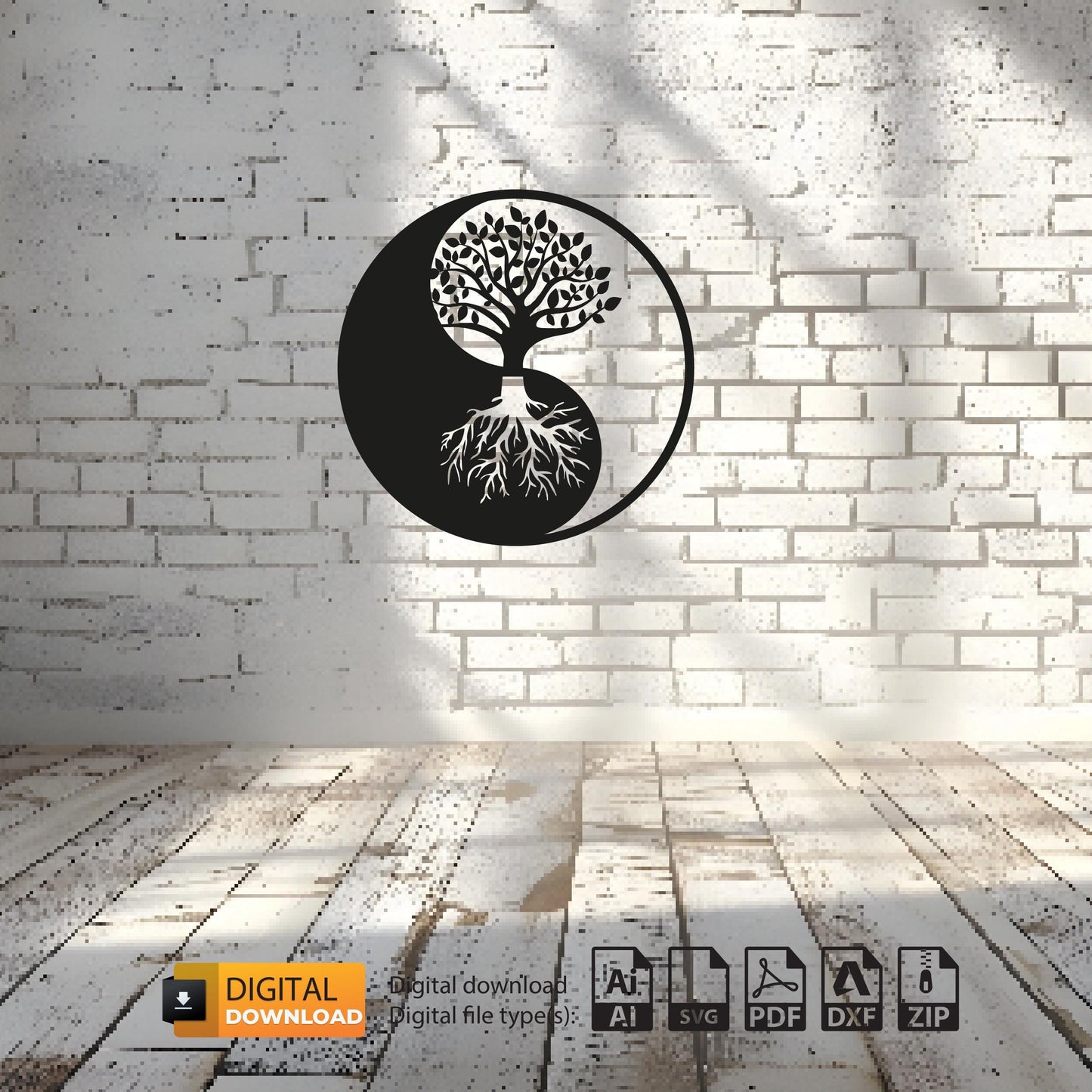 Yin Yang Tree SVG Dxf Files Laser Cut | CNC & Laser Cut Wall Art | Vector Design