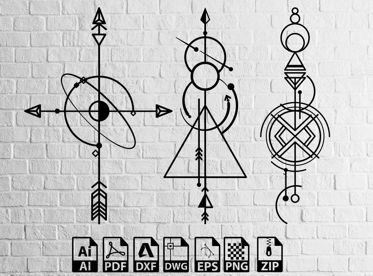 Direction Arrows Svg Wallart Home Decor Arrows Set of 3 - Hanging Wall Art Compass Drawings Wall Art Decor Ai Pdf Dxf File