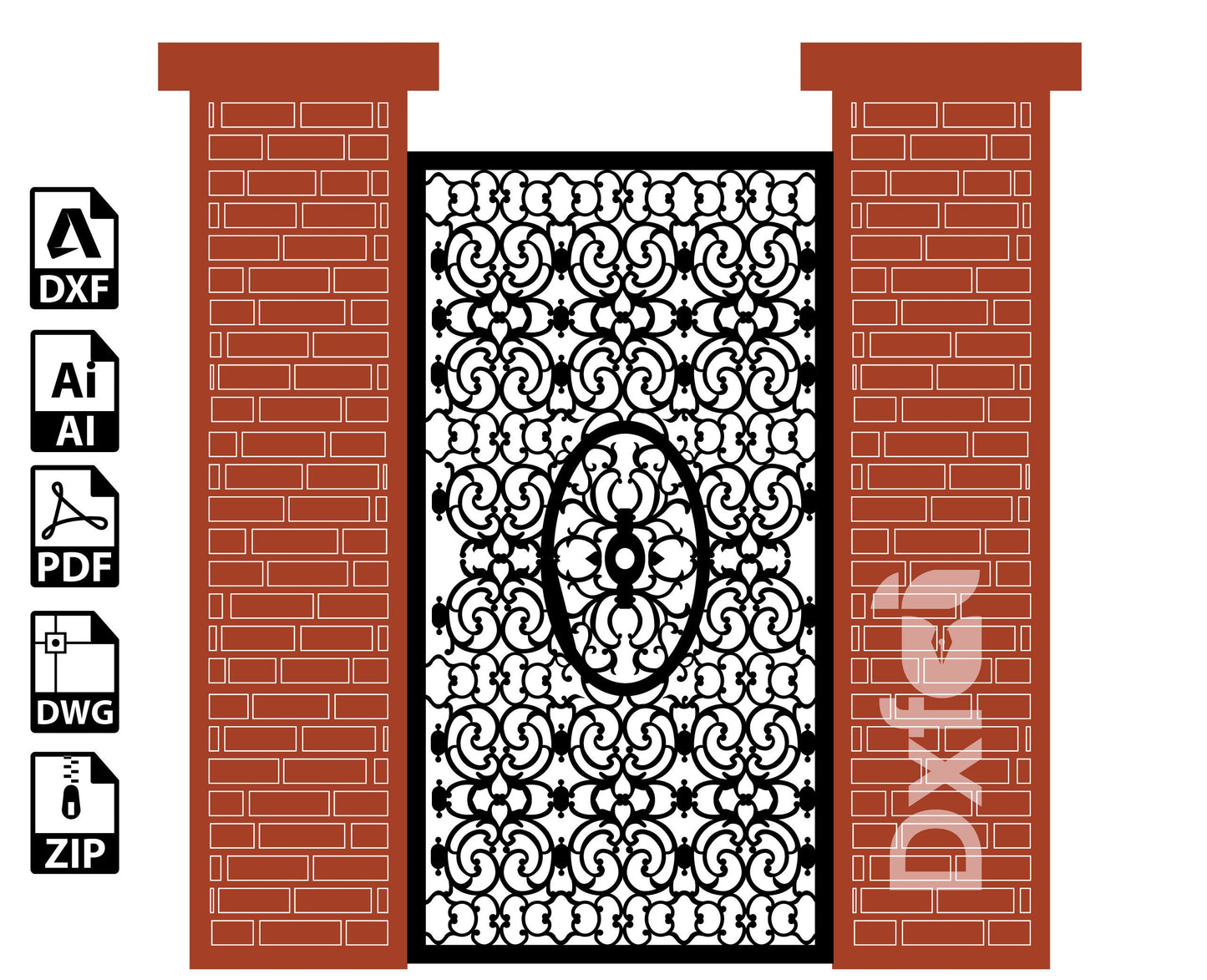 Wrought iron Gate Grill Panel Dxf Panel Partition Room Divider Vector Svg Dxf Files Laser Cutting CNC Plasma Cutter #KAP013