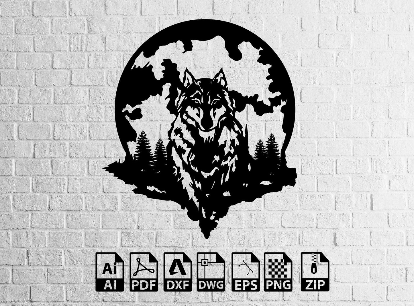 Wolf SVG Wolf Art, Wolf Mountain, Wolf PNG, Wolves Svg,Laser Cut Files