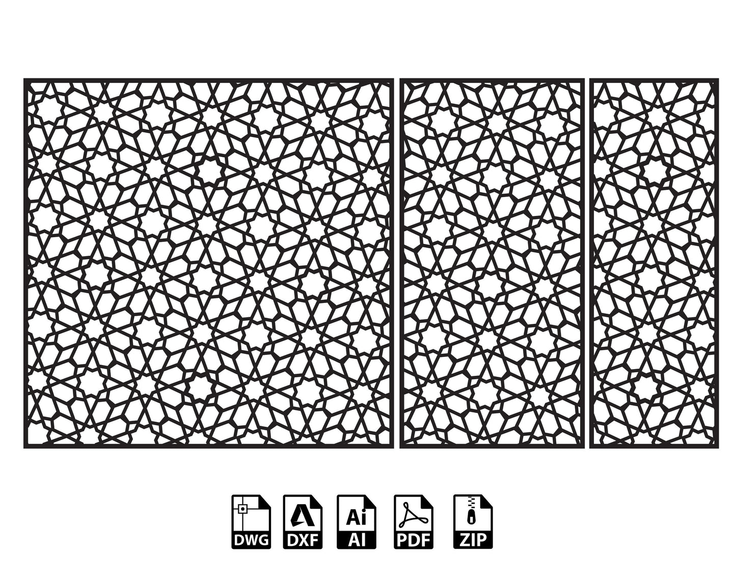 Dxf Panel Garden decorative Panels. Vector Files for Laser, room divider, cnc machining, laser drawings,Plasma and CNC Machines islamic dxf