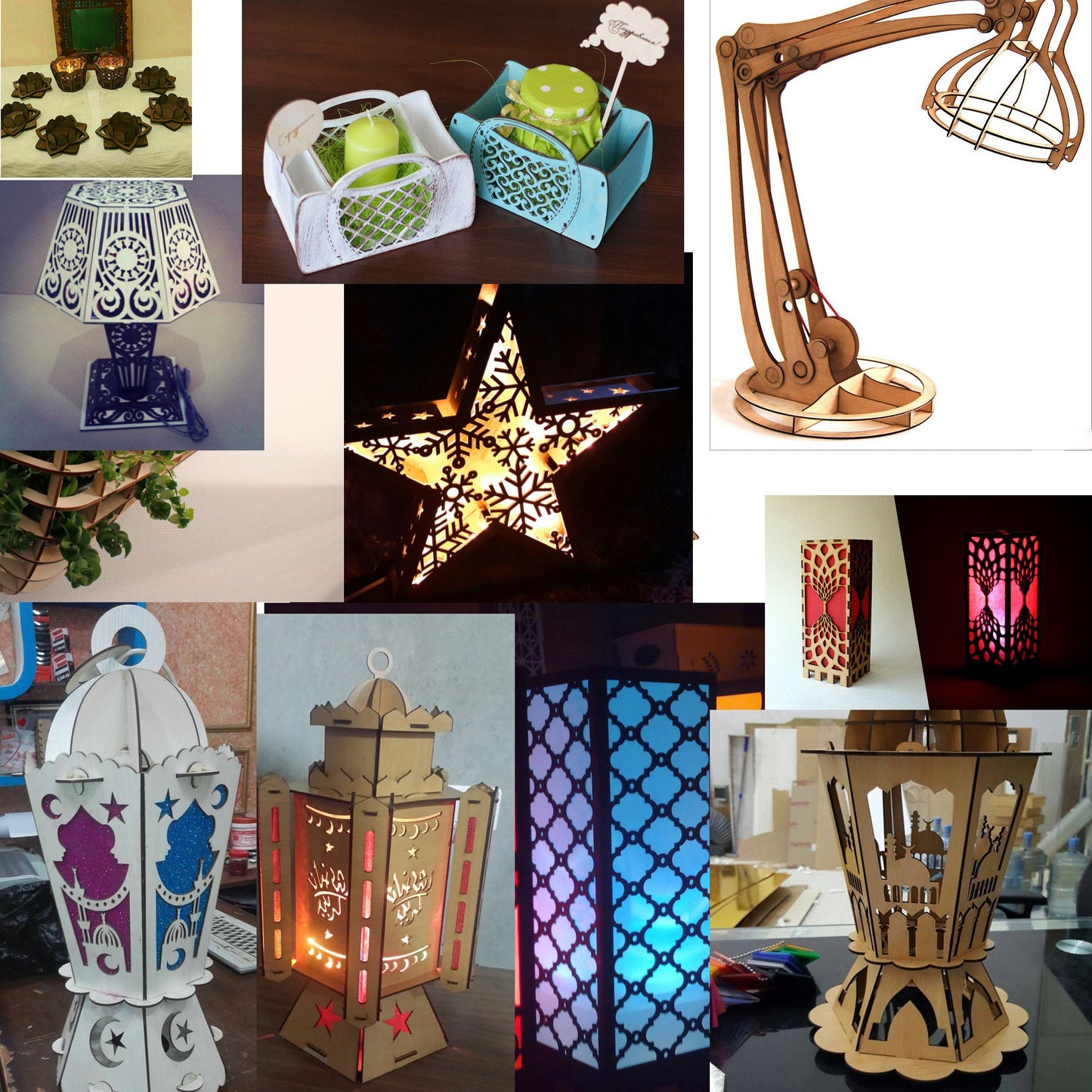 Candle Holder Tea Light lambs, oil lamp, light lantern Lantern Bundle Lasercut Dxf File for Laser Cut Engrave Library, Wood laser files