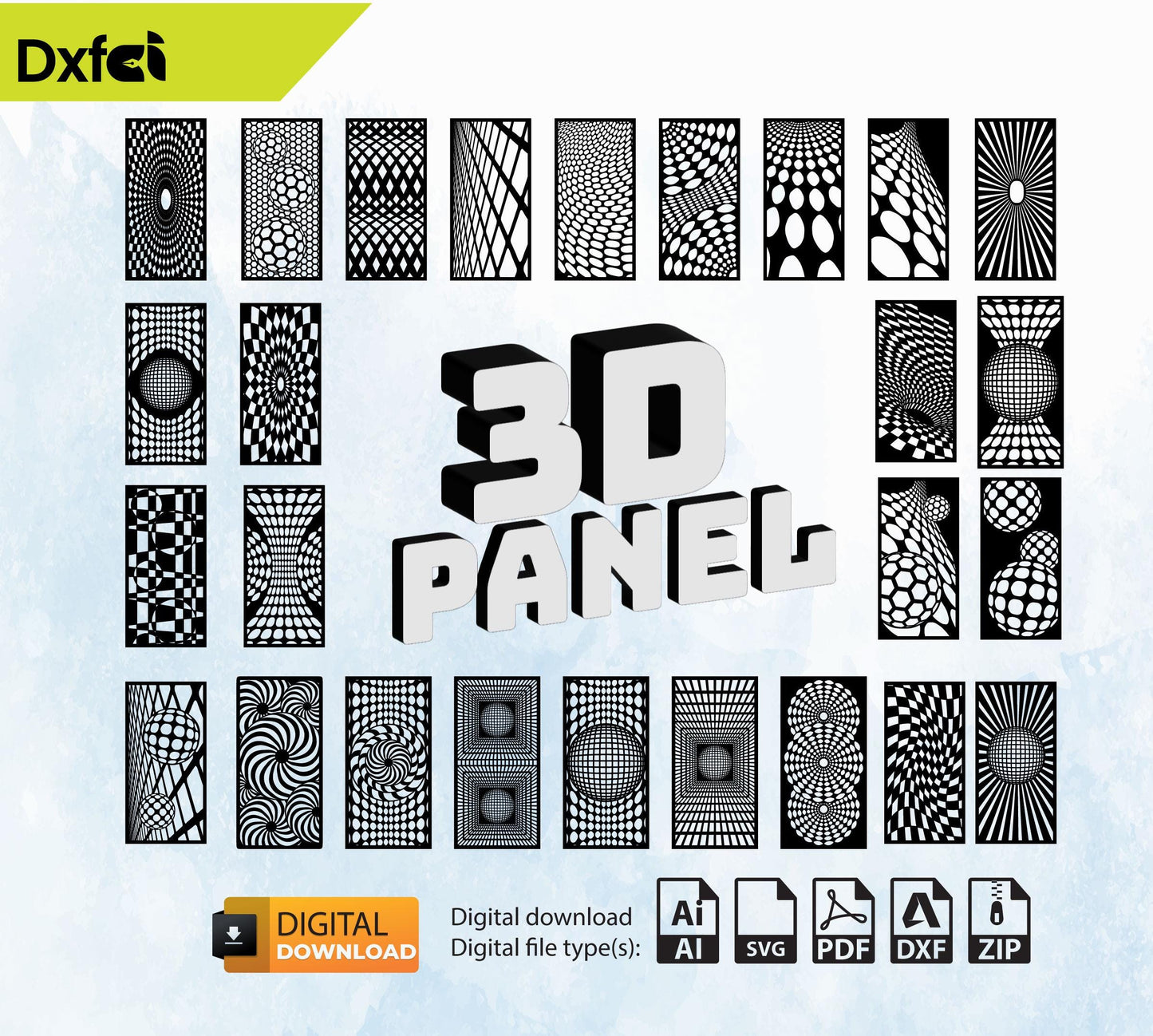 3D Panel Collection Dxf Svg Vector laser cutting , plasma cutting Metalic & Wood CNC machine!