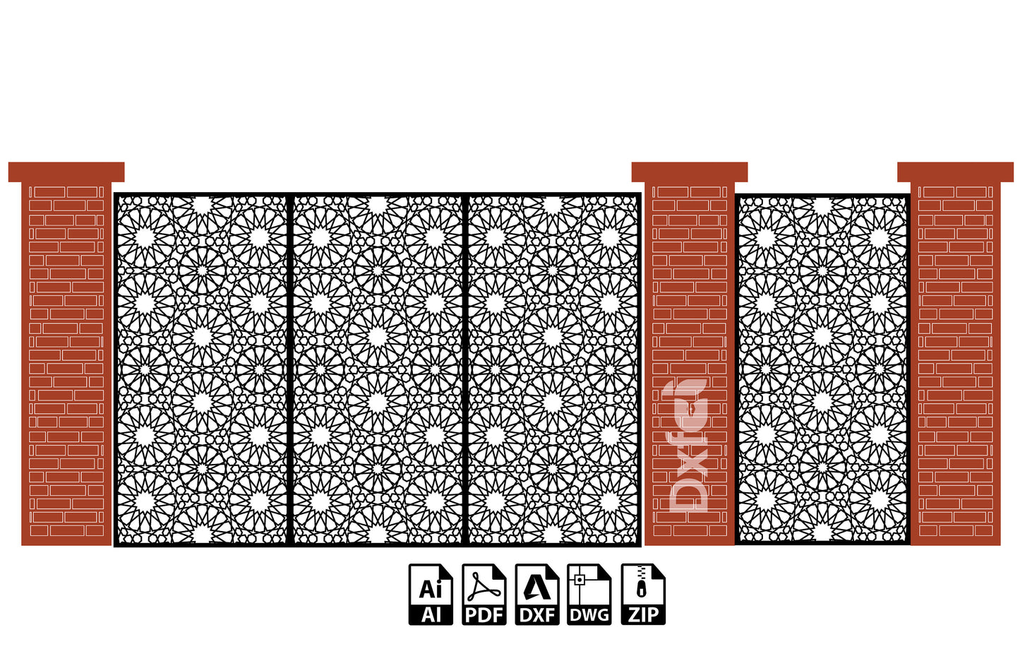 Arabic Panel Svg Main Gate Garden Doors Gate Design Svg | Iron Main Swing Gate Dxf | Metal Plasma | Laser Cut | Design Vector #KAP028