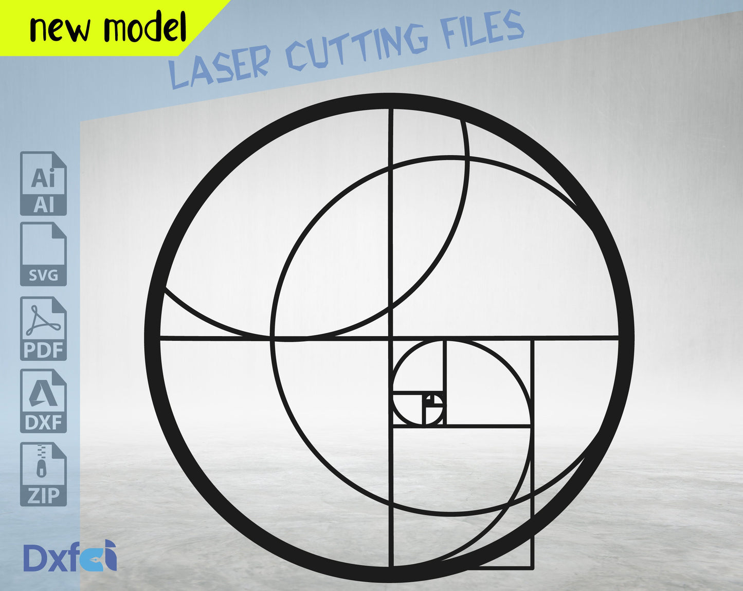 Golden Ratio Svg,Phi Symbol Svg , Fibonacci Spiral Wall Art Laser Cut Svg Laser Cut Dxf Files Plasma Metal&Wood Digital, Vector Files